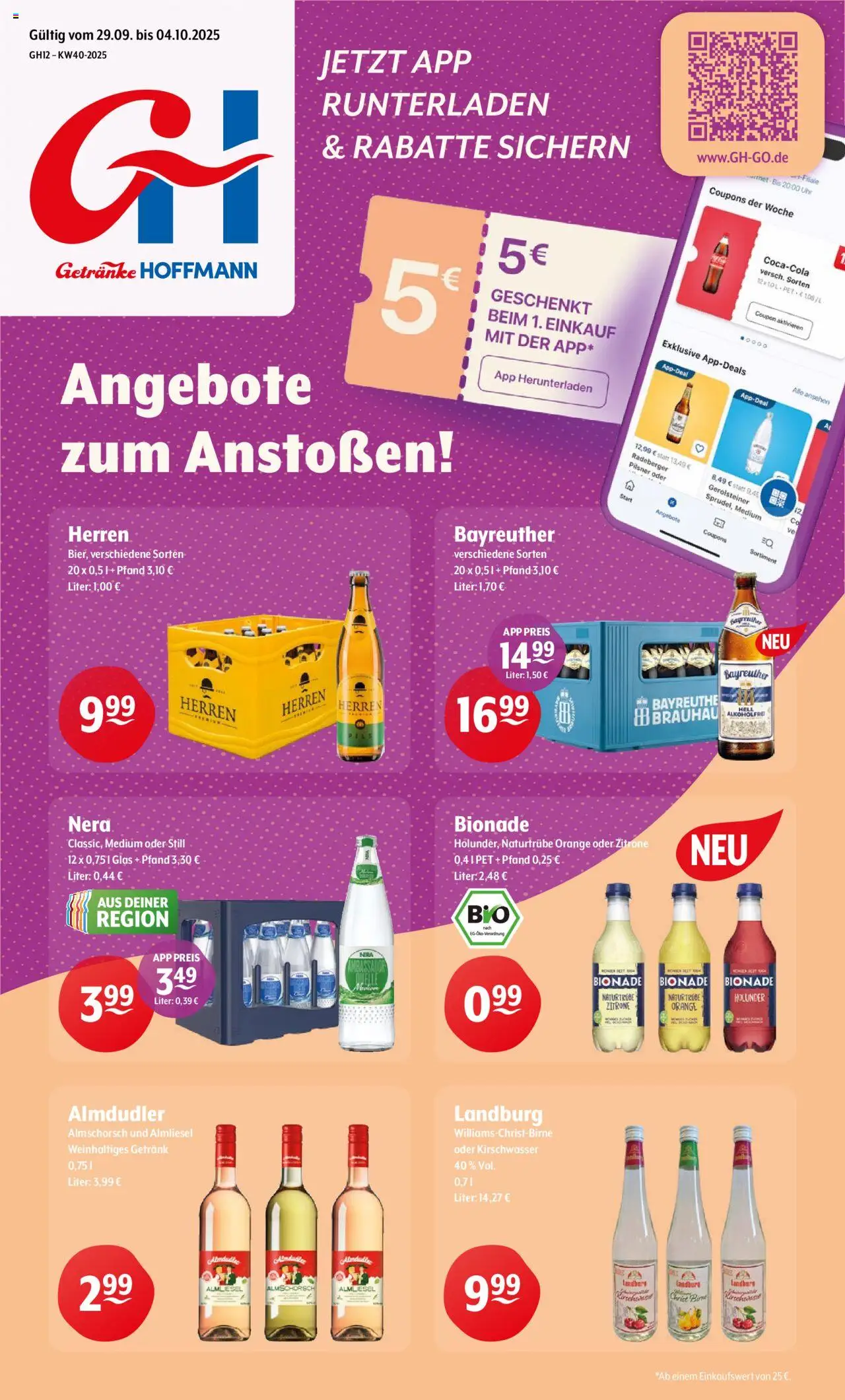 Getränke Hoffmann - Brandenburg – gültig ab 29.09.2025 | Seite: 1 | Produkte: Pils, Zitrone, Uhr, Gerolsteiner