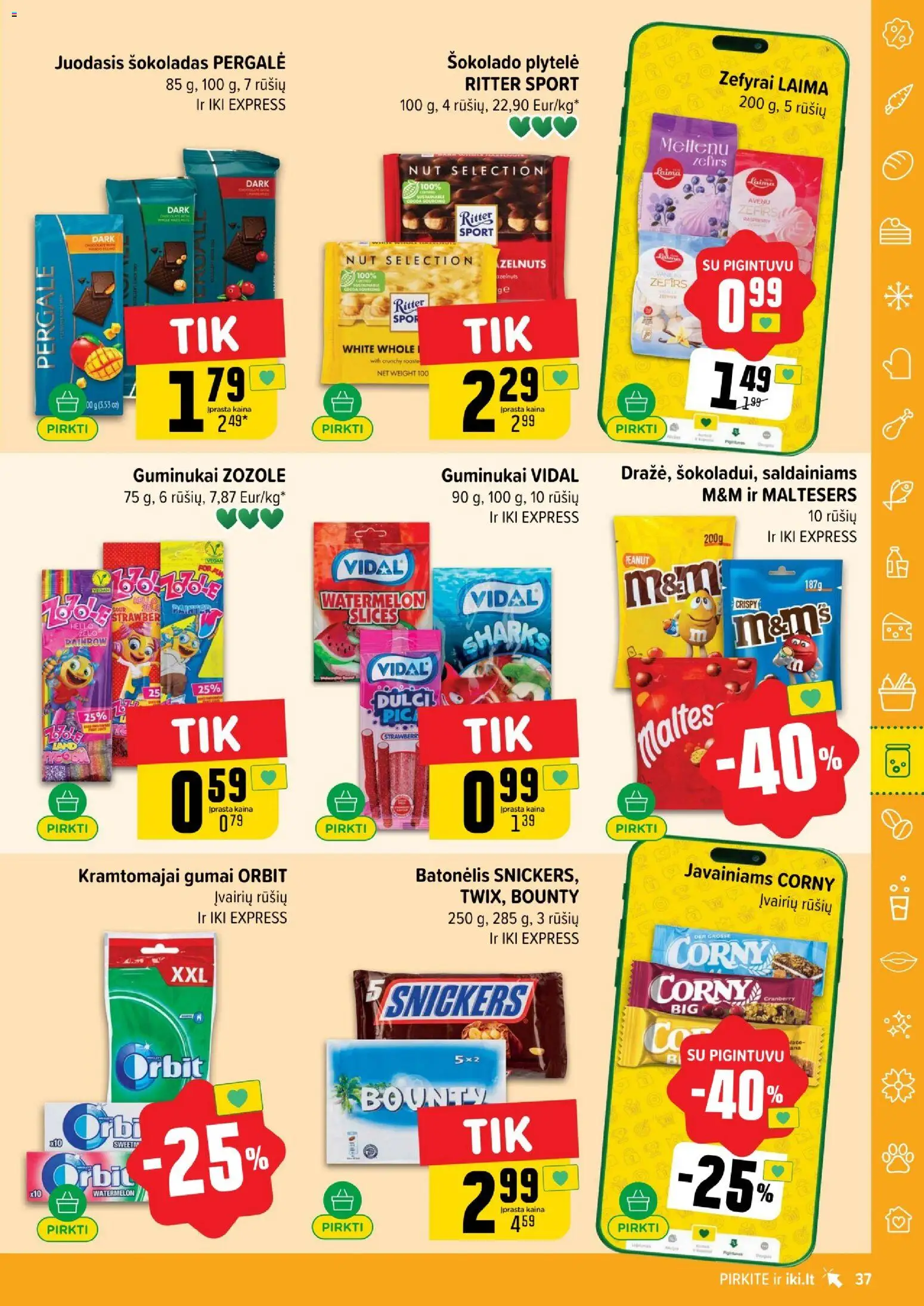 IKI akcijos nuo 01.05.2026 | Puslapis: 37 | Prekių: Šokoladas, Pica, Guminukai