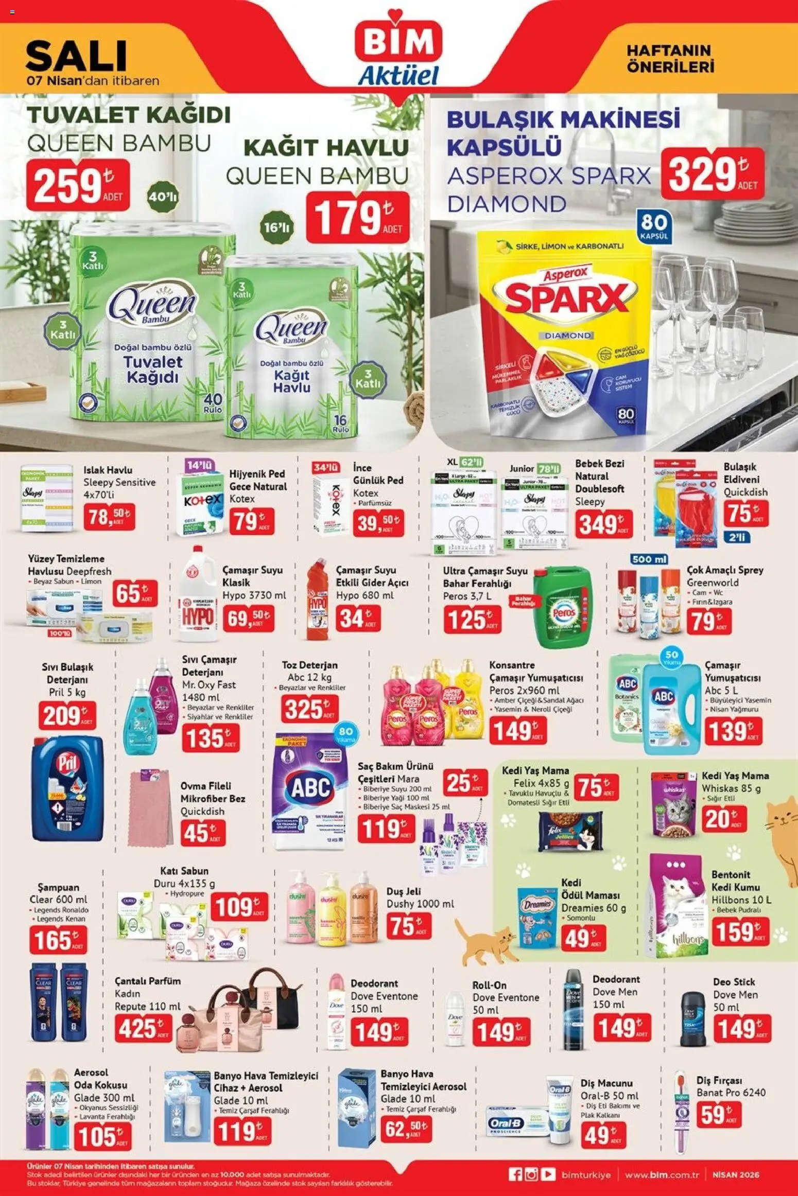BİM - Katalog Salı - 07.04.2026 tarihinden itibaren geçerlidir | Sayfa: 3 | Ürünler: Tuvalet, Duş jeli, Deterjan, Limon