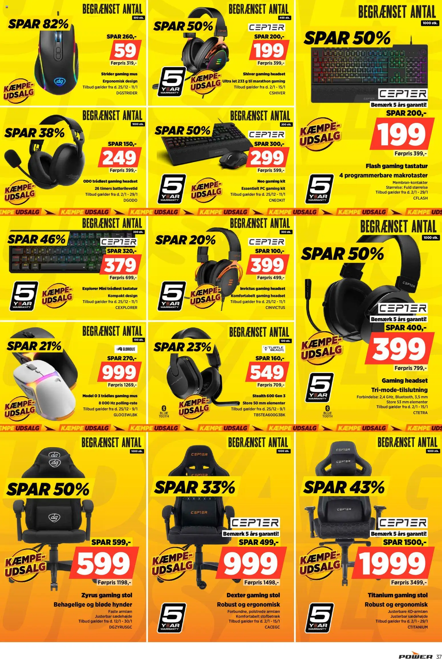 Power tilbudsavis – gyldig fra 09.01.2026 | Side: 37 | Produkter: Stol, PC, Tastatur, Gaming mus