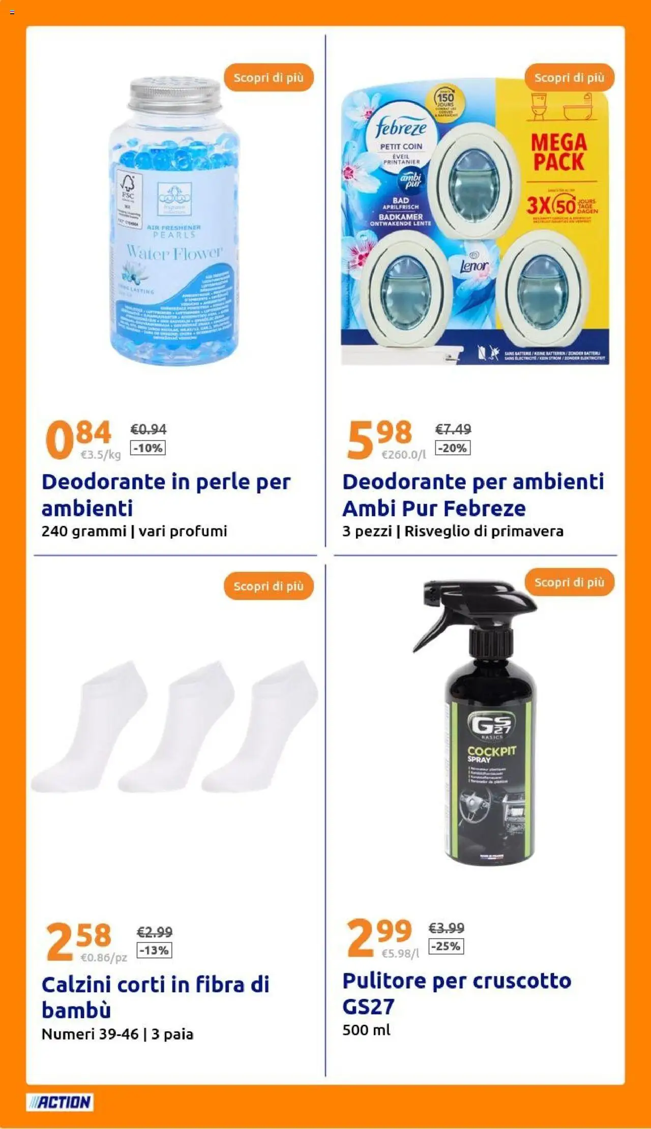Volantino Action del 06.08.2025 | Pagina: 30 | Prodotti: Deodorante, Calzini