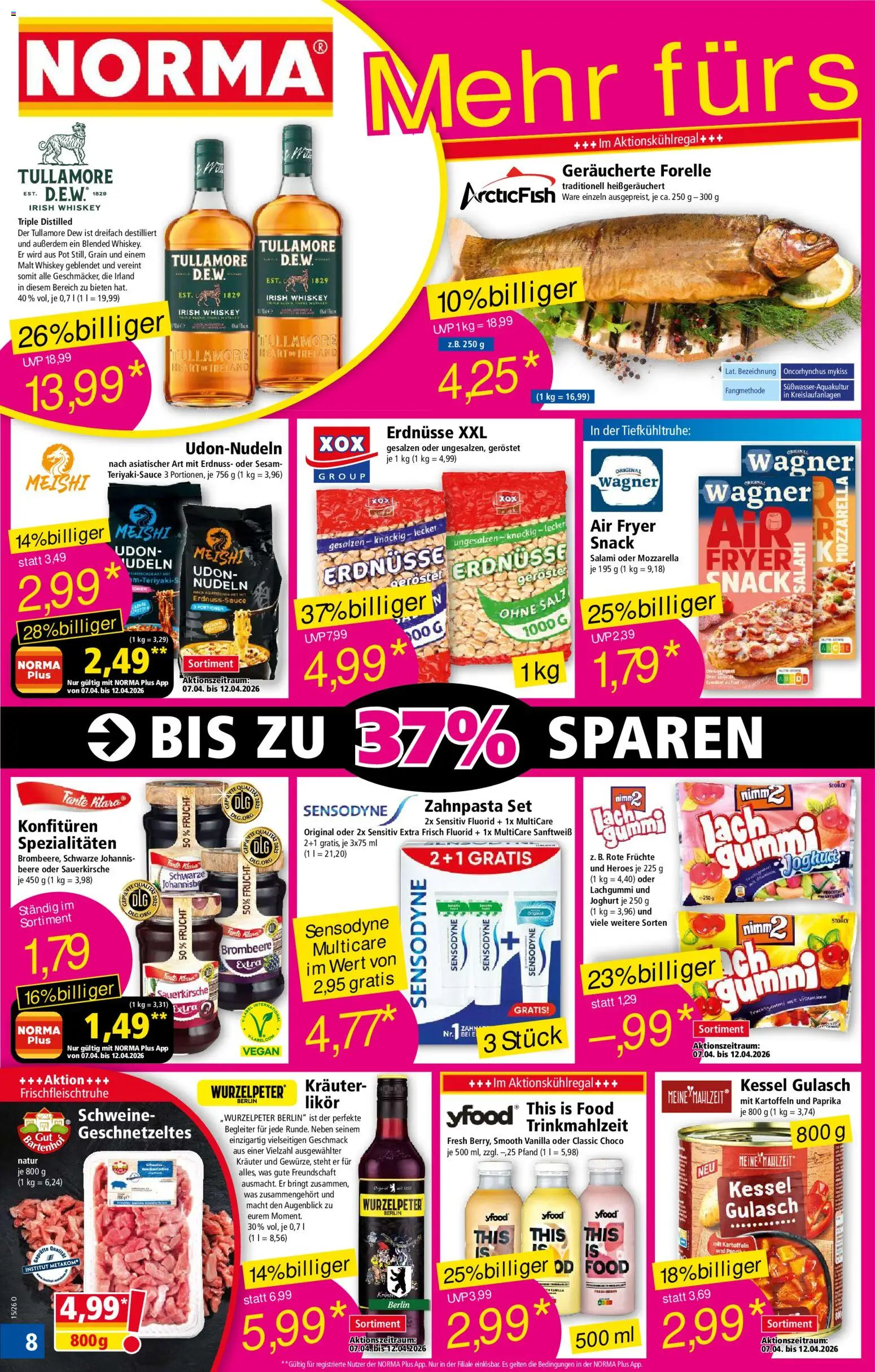 Norma Prospekt 	 – gültig ab 07.04.2026 | Seite: 8 | Produkte: Mozzarella, YFood, Salz, Nudeln