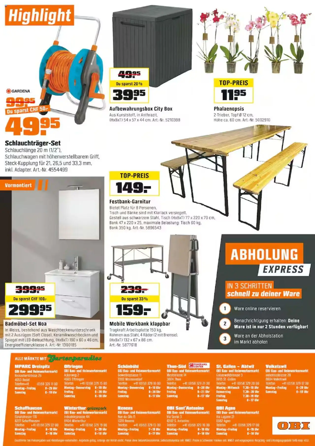 OBI Aktionen ab 24.08.2025 | Seite: 16 | Produkte: Tisch, Box, Spiegel, Uhr