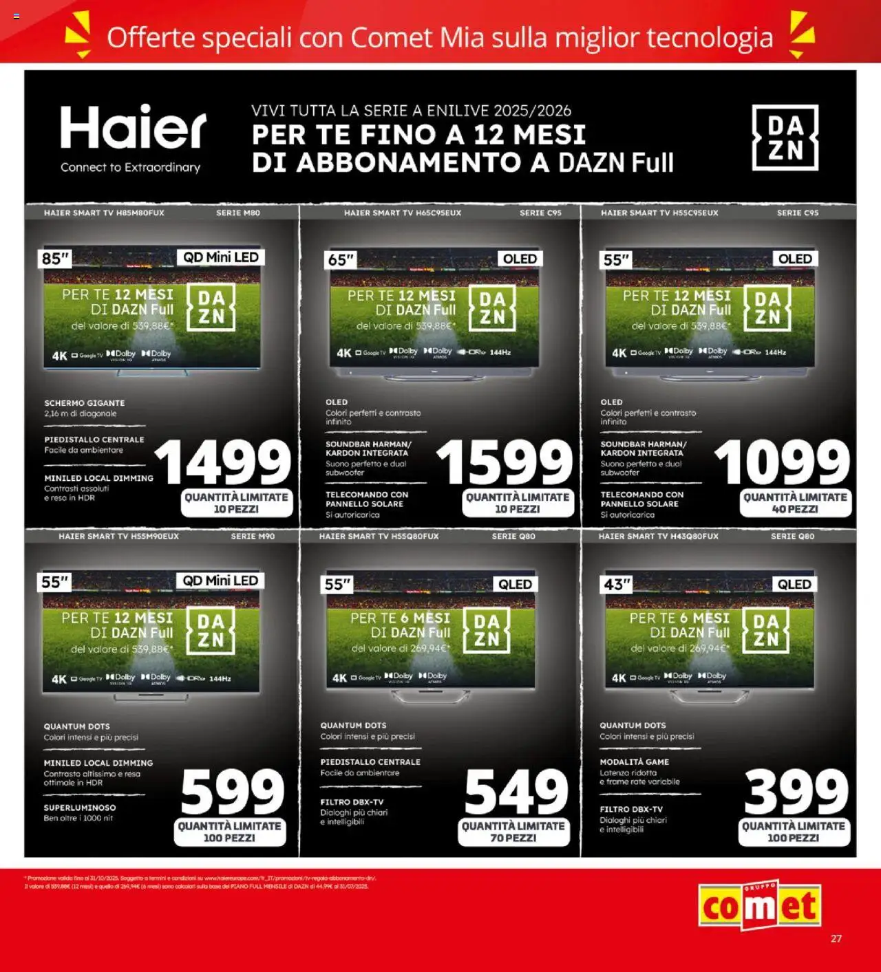 Volantino Comet del 09.10.2025 | Pagina: 27 | Prodotti: Schermo, Telecomando, smart TV, Soundbar