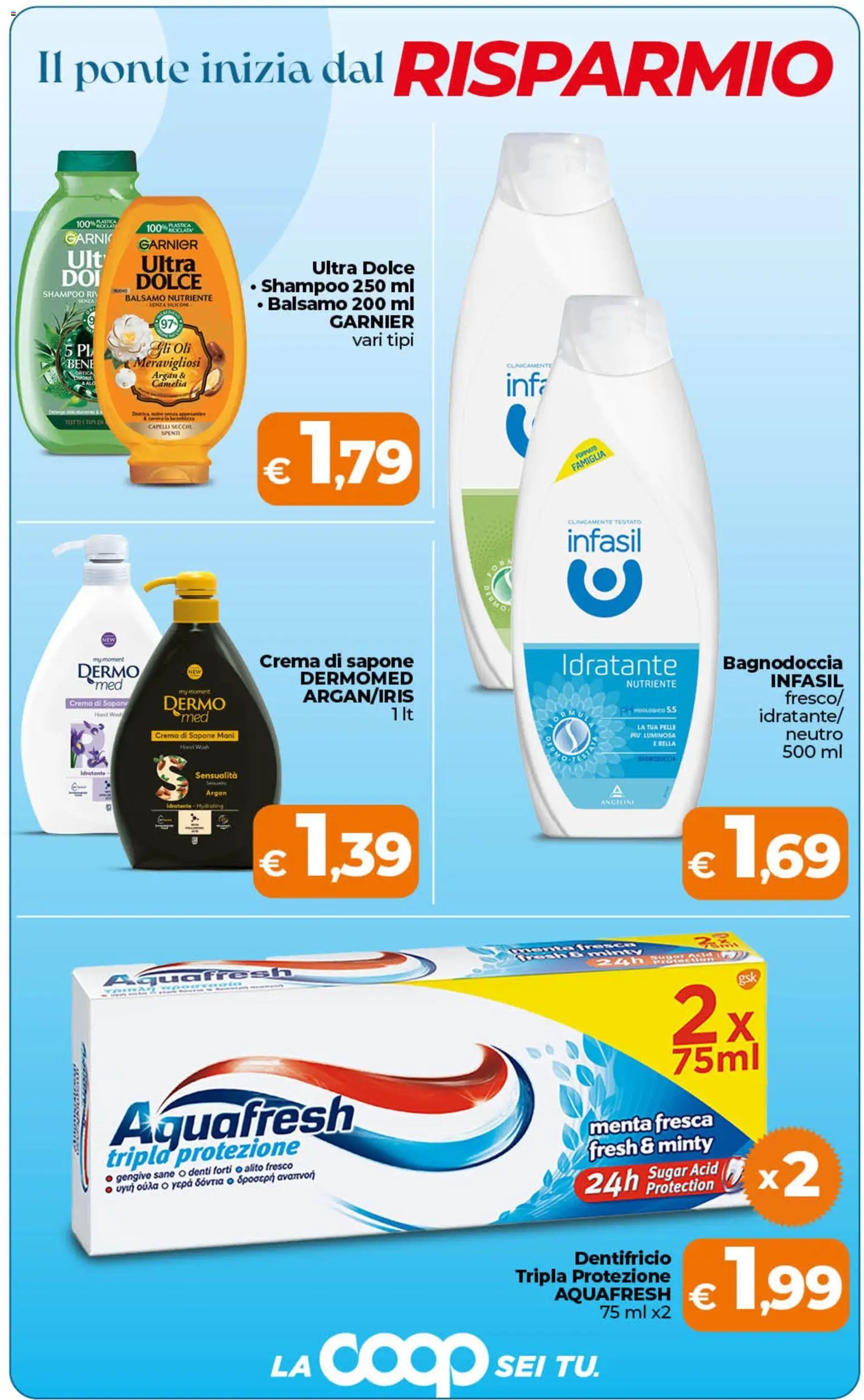 Volantino Ipercoop del 28.04.2026 | Pagina: 8 | Prodotti: Shampoo, Balsamo, Crema, Menta