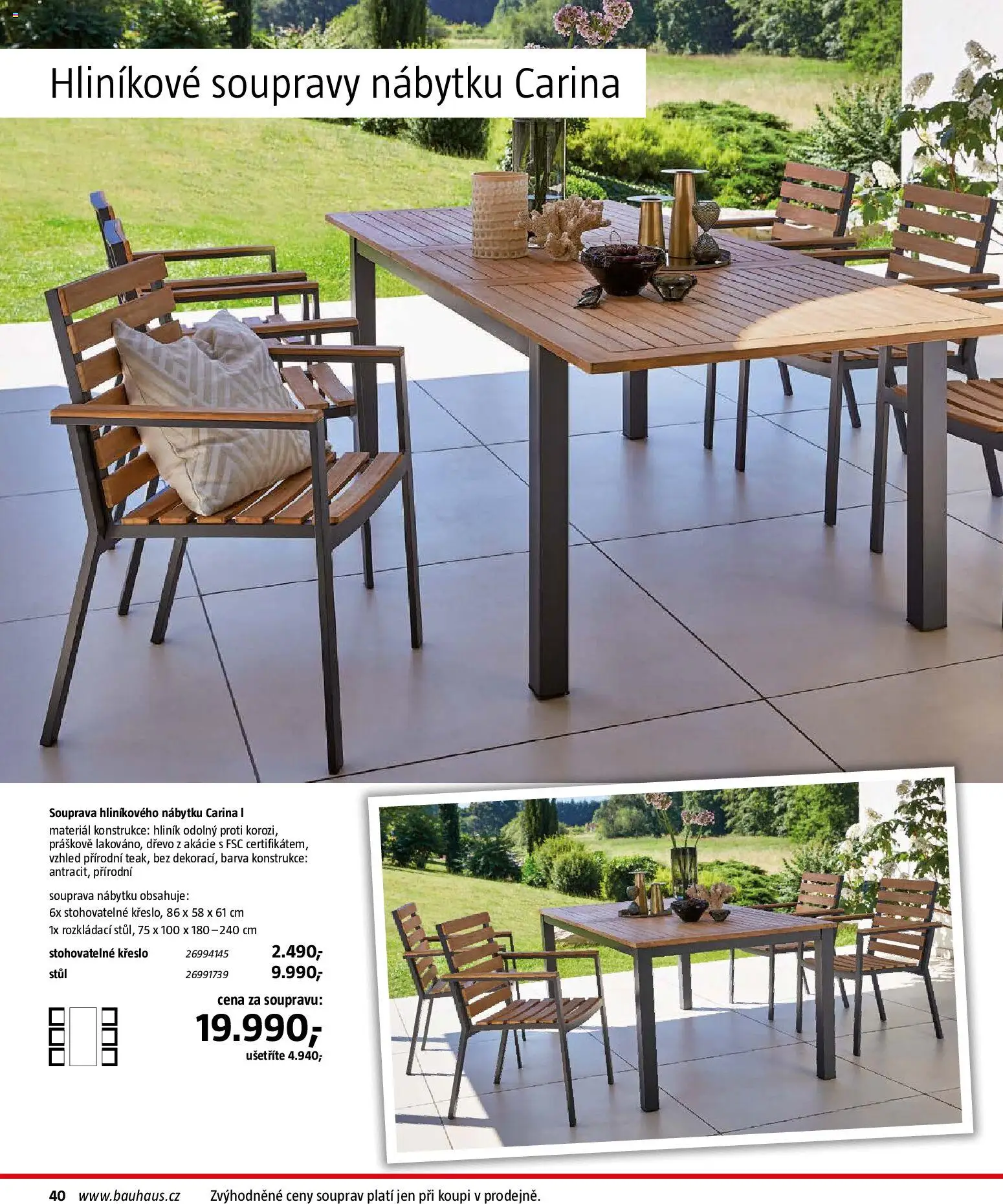 Bauhaus katalog Záhradní nábytek od 08.04.2026 | Strana: 40 | Produkty: Křeslo, Stůl