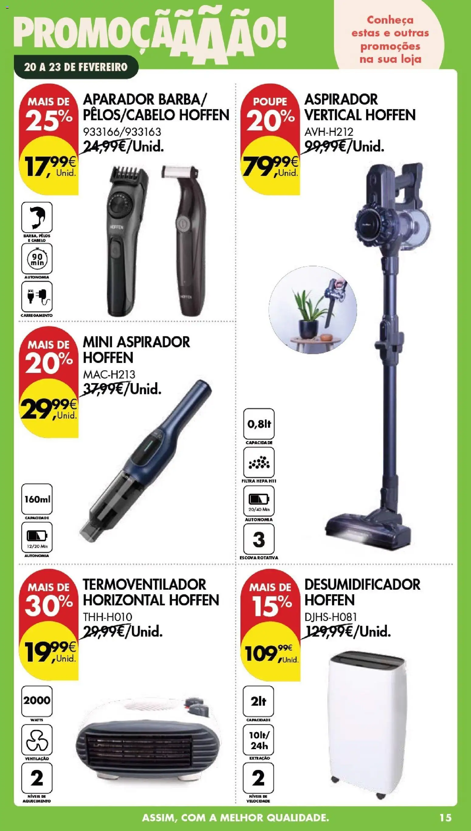 Pingo Doce Poupe este Fim de Semana │ válido de 20.02.2026 | Página: 15 | Produtos: Aspirador, Aparador, Desumidificador