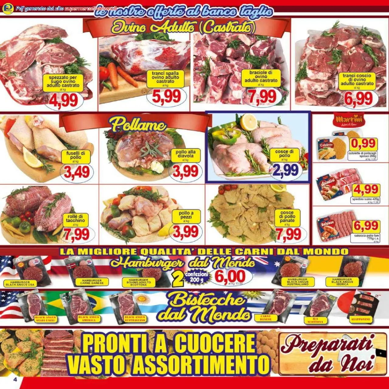 Volantino Pewex del 18.08.2025 | Pagina: 4 | Prodotti: Suino, Sugo, Hamburger, Spiedini