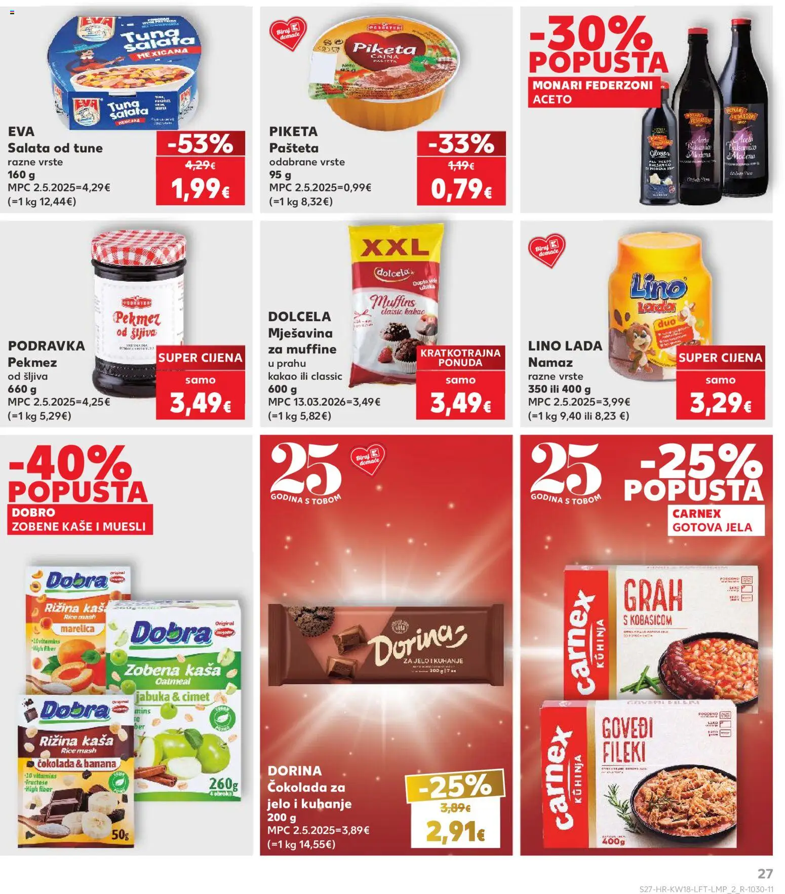 Kaufland katalog | vrijedi od 29.04.2026 | Stranica: 27 | Proizvodi: Pekmez, Dorina, Tuna, Namaz
