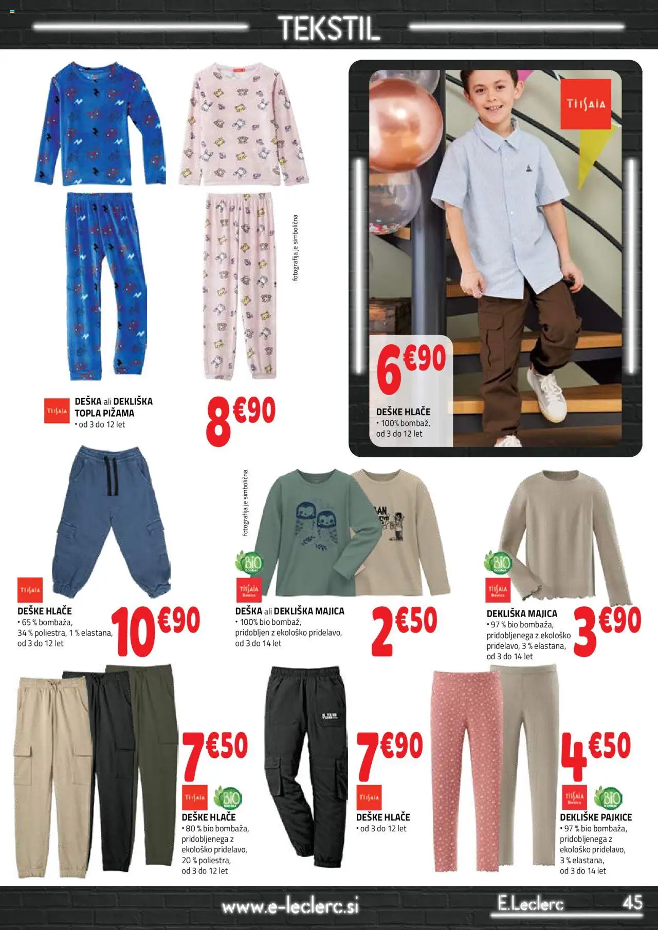 Novi E.leclerc katalog ponudbe – veljaven od 10.09.2025 | Stran: 45 | Izdelki: Pižama, Pajkice, Majica, Hlace