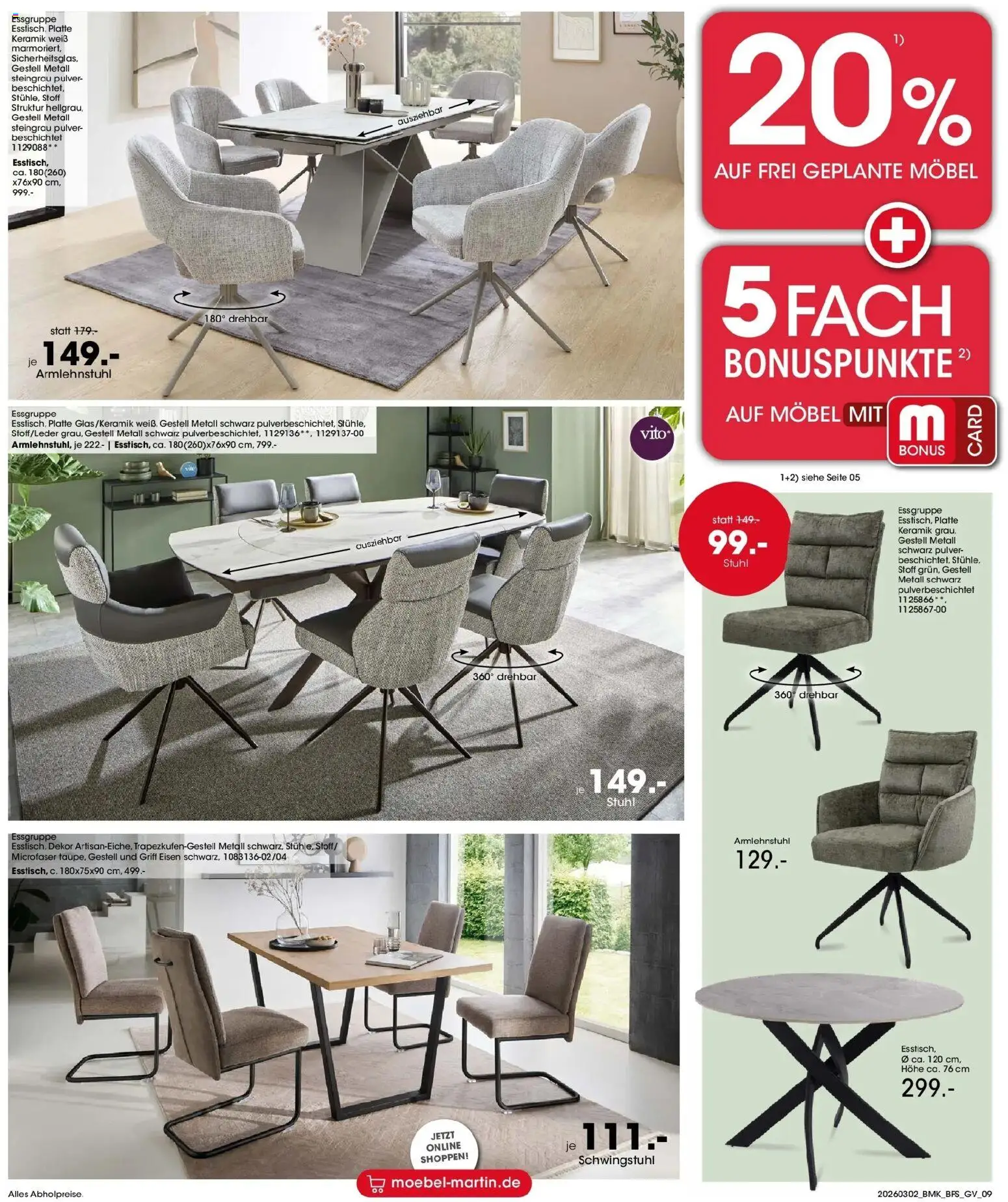 Möbel Martin Wochenangebote – gültig ab 02.03.2026 | Seite: 9 | Produkte: Essgruppe, Stuhl