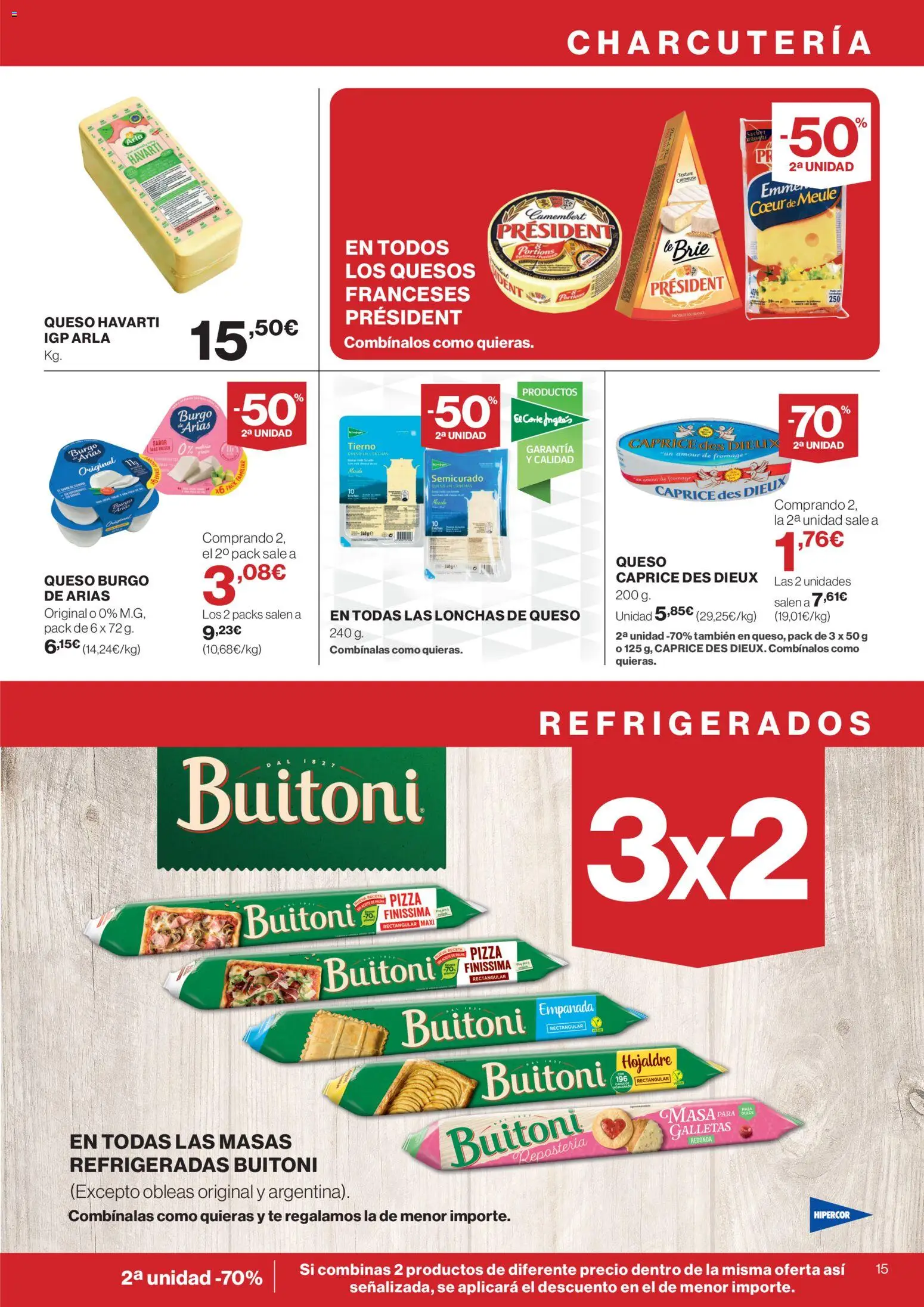 Hipercor catálogo │ válido desde el 09.04.2026 | Página: 15 | Productos: Queso, Pizza, Té, Galletas