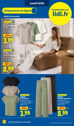 LIDL - Prévisualisation de ESMARA T-shirt femme, Disponible du S au XL. Ex. 99% polyester (recyclé*), 1% élasthanne (LYCRA®) L'unité au choix. valide à partir de 09.04.2026 | Page: 72