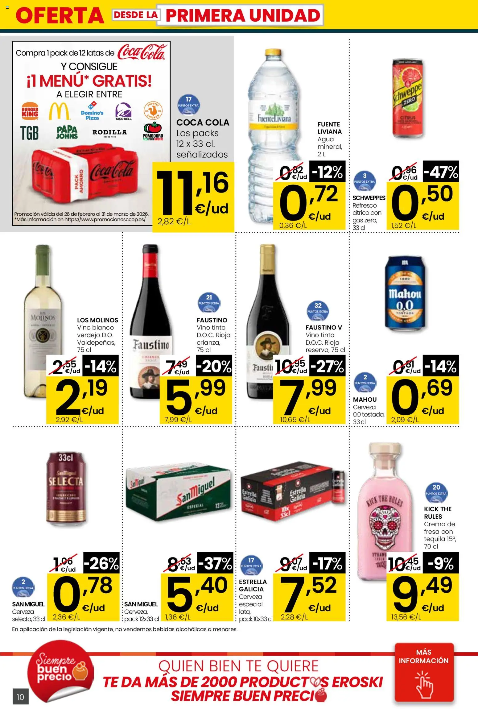 Eroski - Viste tu cesta de primavera City │ válido desde el 12.03.2026 | Página: 10 | Productos: Pizza, Vino, Cerveza, Crema