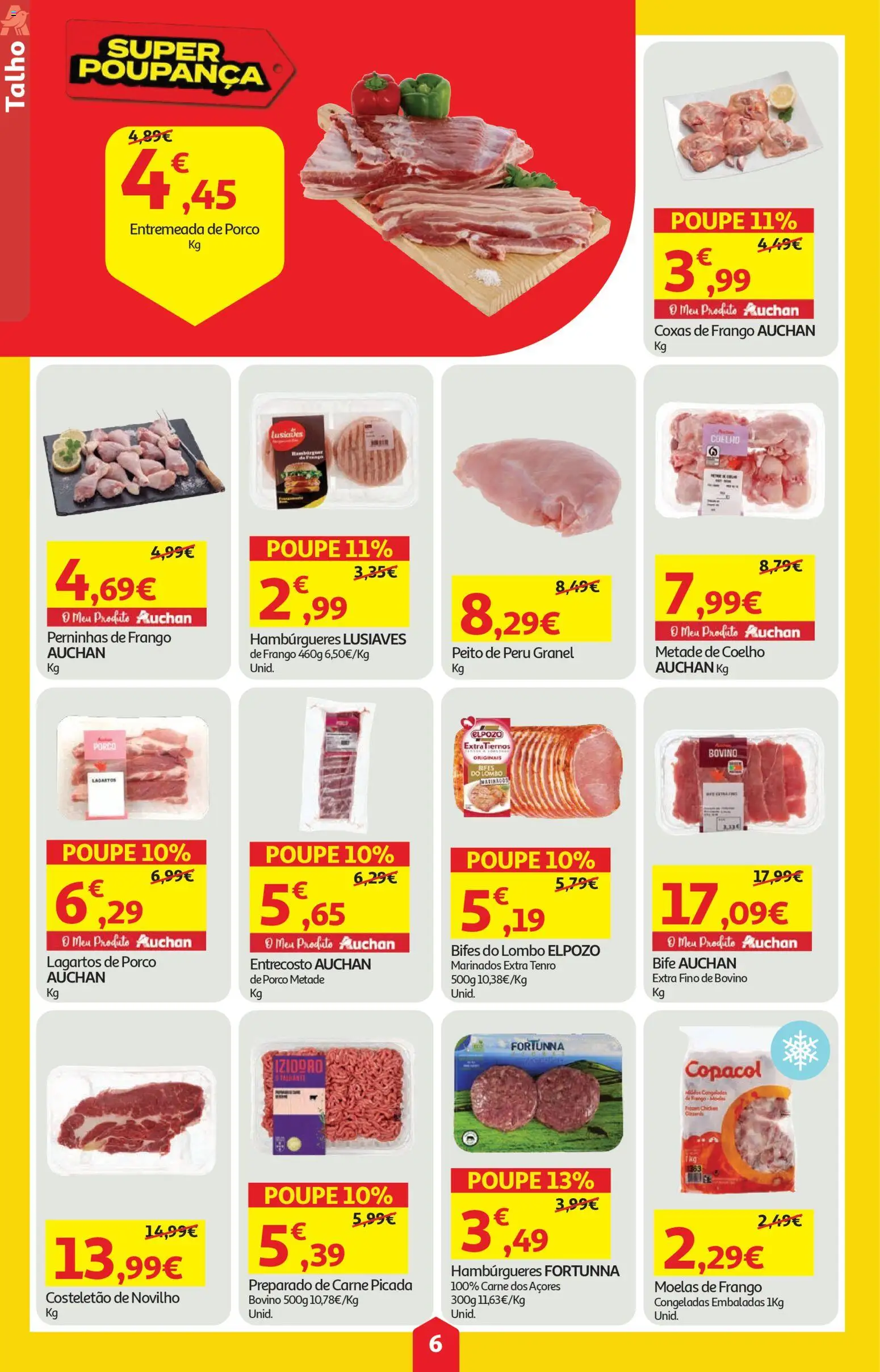 Auchan folheto │ válido de 23.04.2026 | Página: 6 | Produtos: Peito de peru, Lagartos de porco, Carne, Coelho
