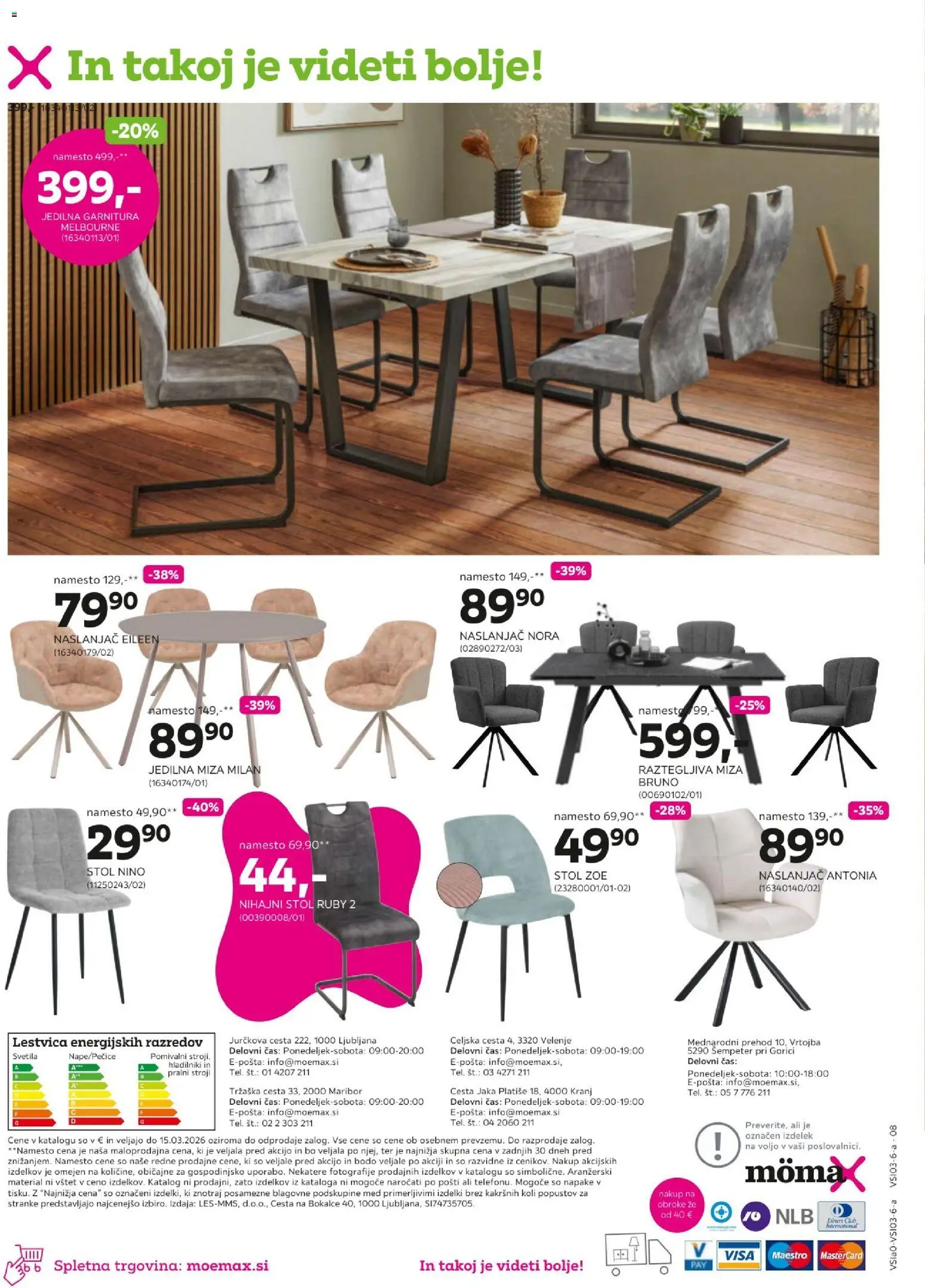 Novi Mömax katalog ponudbe – veljaven od 02.03.2026 | Stran: 8 | Izdelki: Naslanjač, Jedilna miza, Miza, Stol