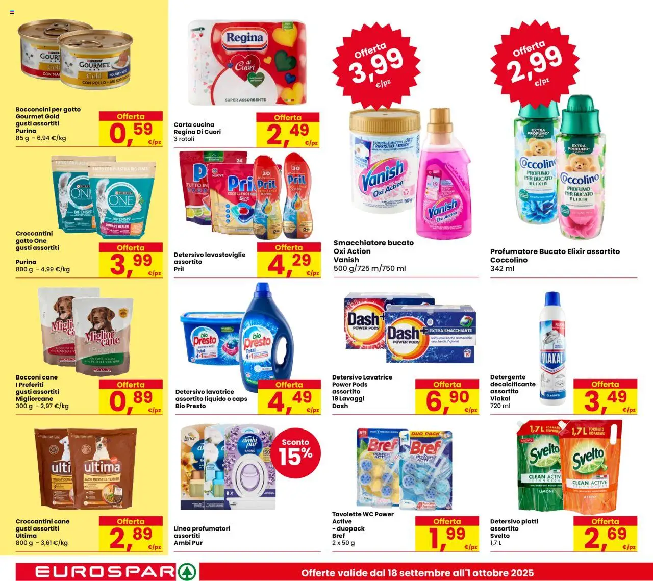 Volantino Eurospar del 18.09.2025 | Pagina: 22 | Prodotti: Smacchiatore, Manzo, Lavatrice, Profumo