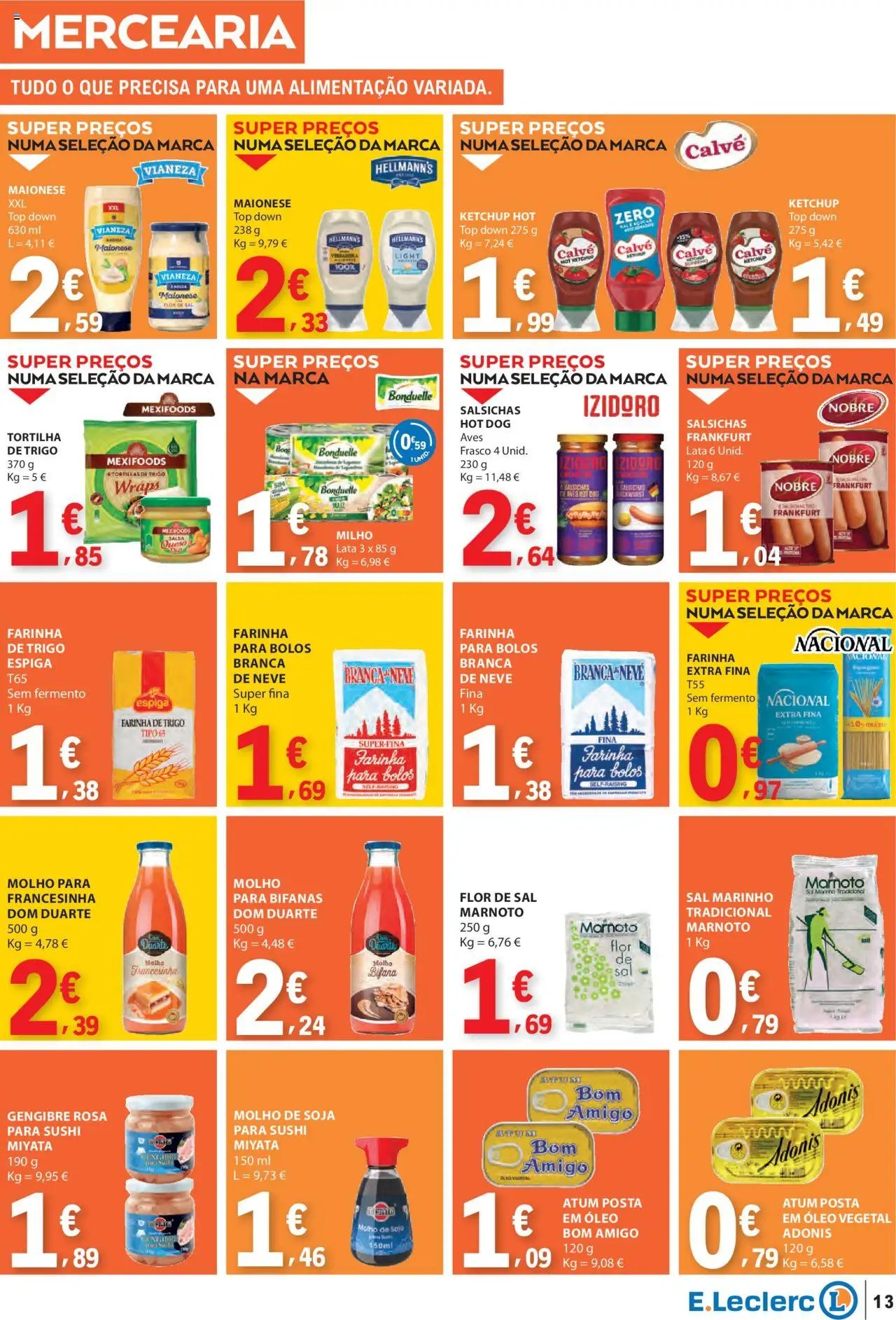 E.Leclerc folheto │ válido de 16.10.2025 | Página: 13 | Produtos: Soja, Top, Ketchup, Milho