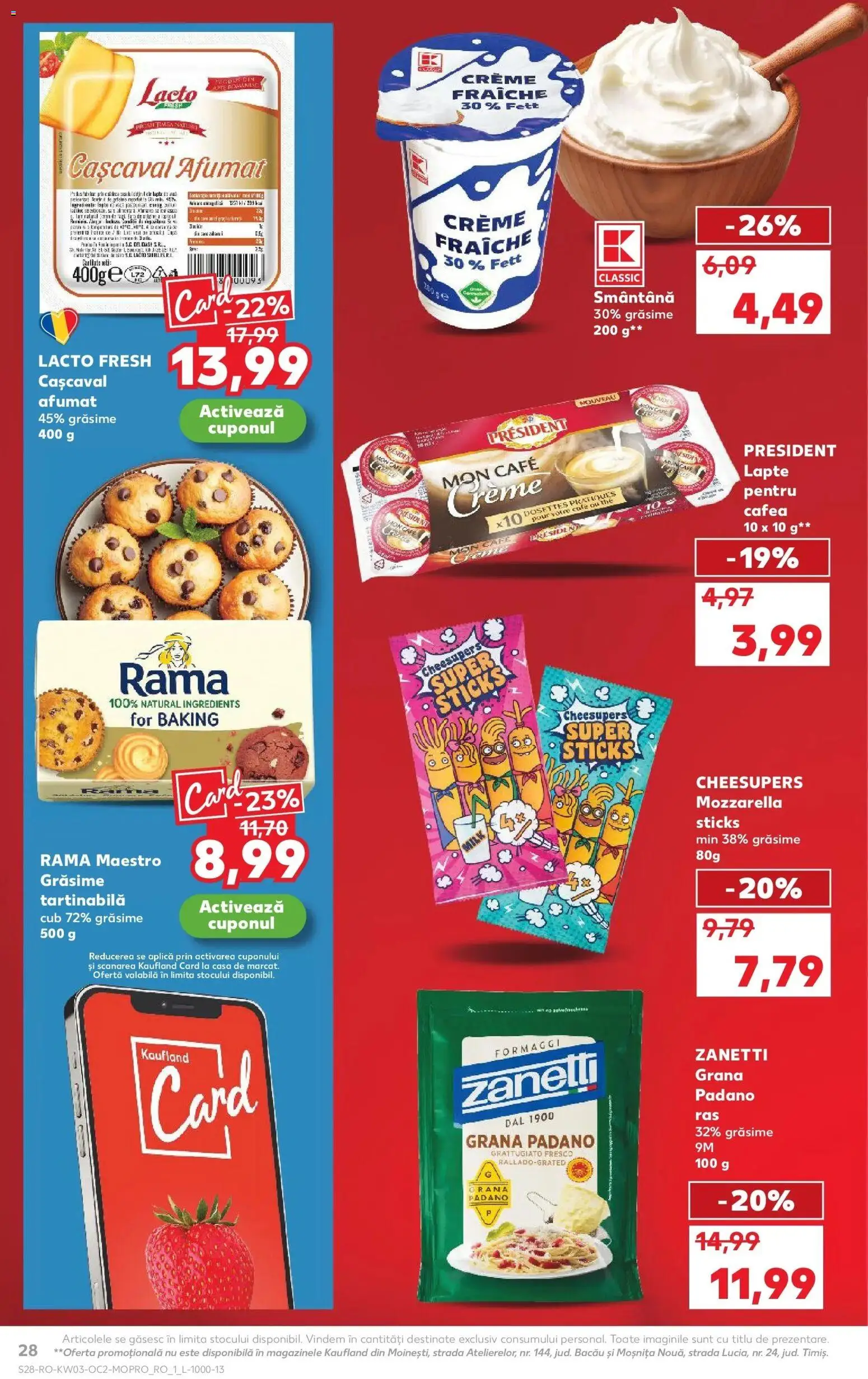 Noul catalog Kaufland – valabil de la 14.01.2026 | Pagină: 28 | Produse: Cașcaval, Mozzarella, Lapte, Cafea