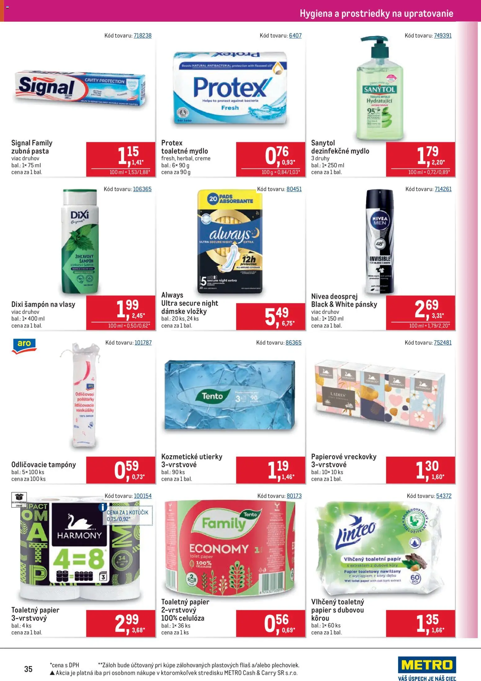 Nové Metro akcie – leták je platný od 08.04.2026 | Strana: 35 | Produkty: Nivea, Sanytol, Šampón, Toaletný papier