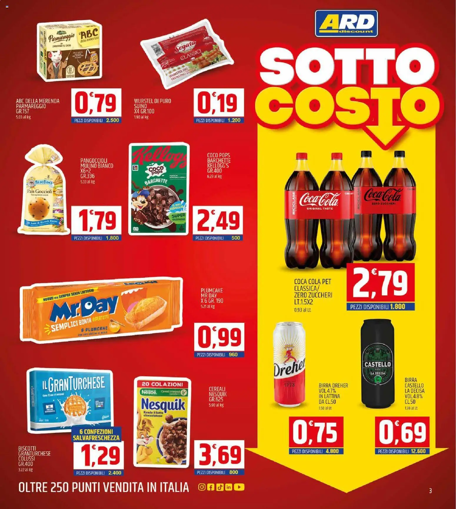 Volantino ARD Discount del 03.11.2025 | Pagina: 3 | Prodotti: Suino, Wurstel, Plumcake, Coca Cola