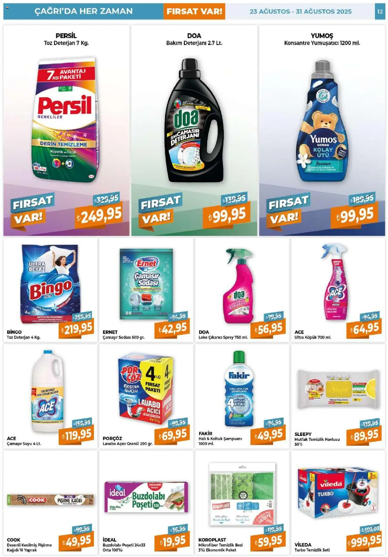 Çağrı Market Katalog - 23.08.2025 tarihinden itibaren geçerlidir | Sayfa: 12 | Ürünler: Lavabo, Halı, Yumuşatıcı, Lavabo açıcı