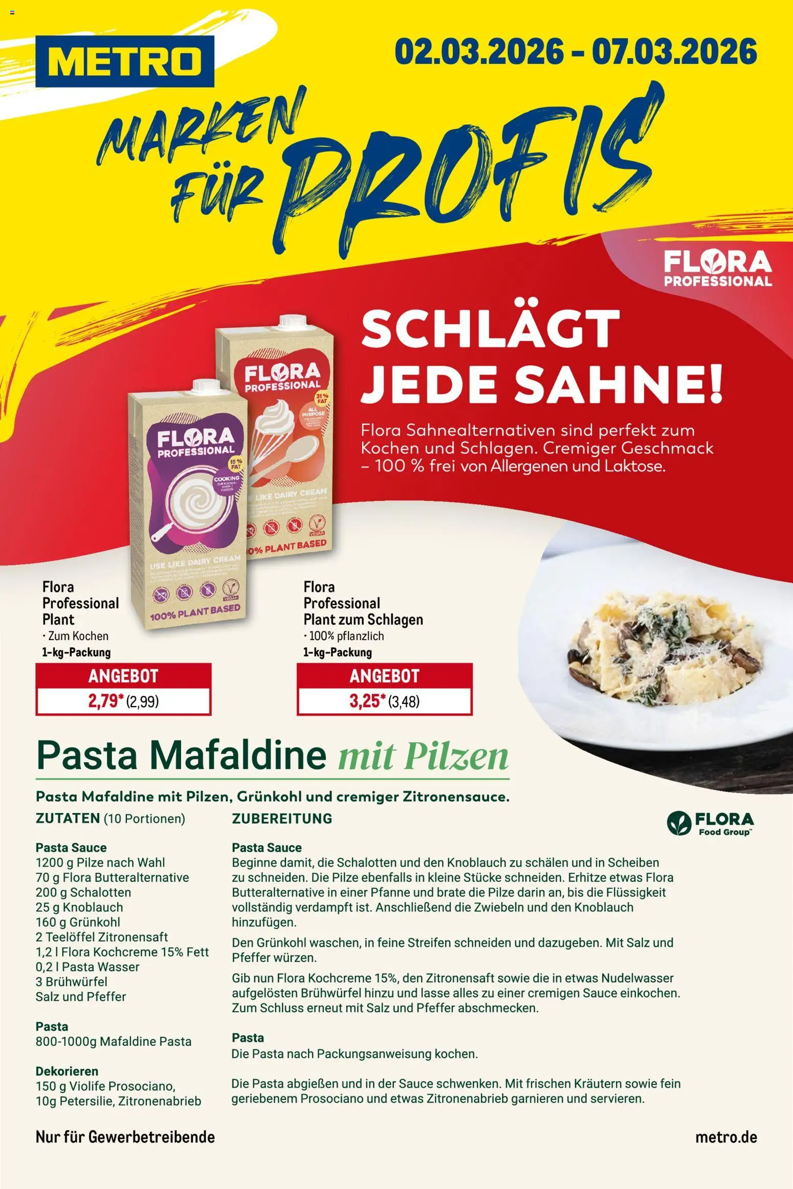 Metro Starke Marken Profis – gültig ab 02.03.2026 | Seite: 1 | Produkte: Zwiebeln, Knoblauch, Pasta, Sahne
