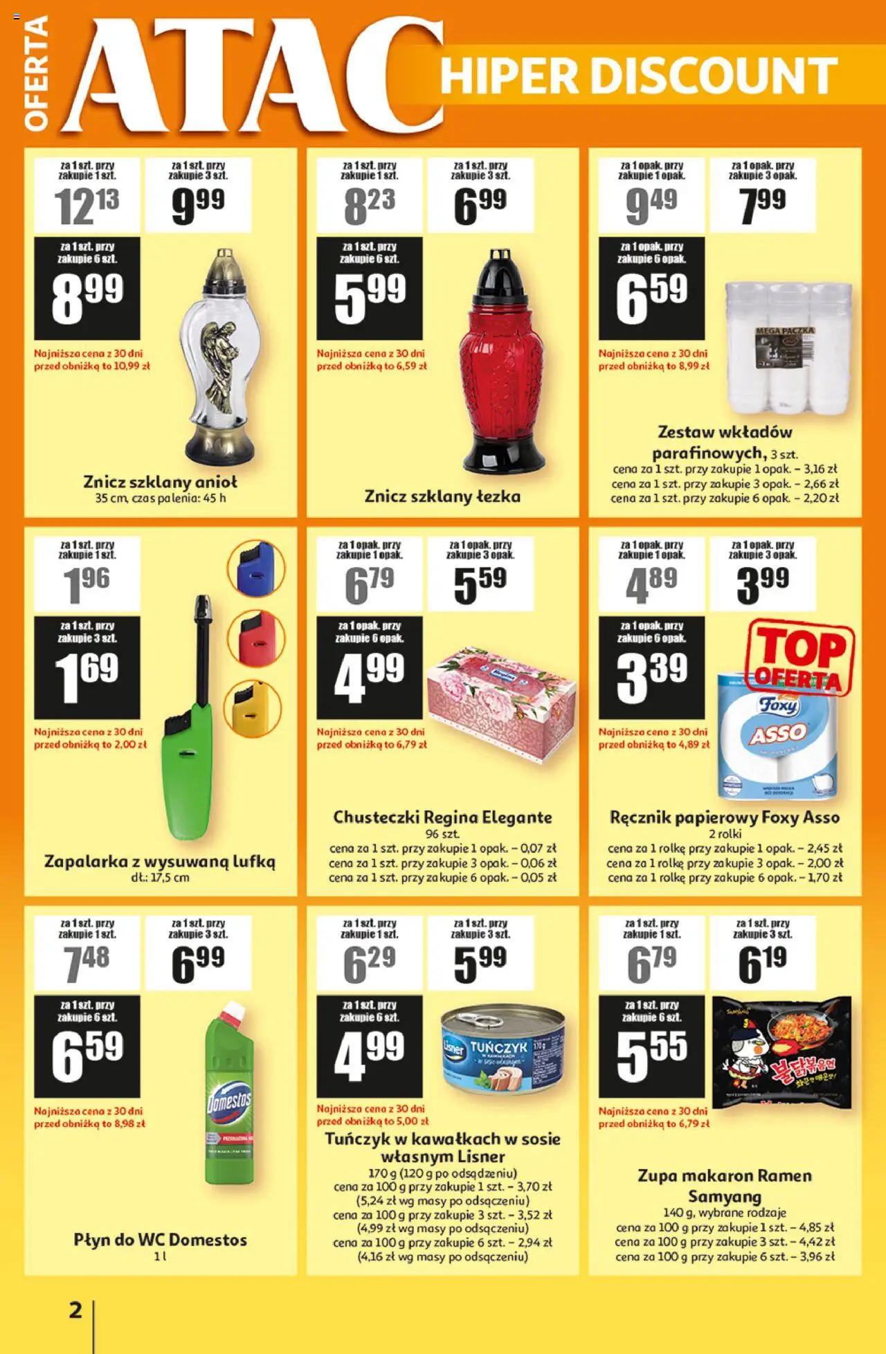 Auchan Gazetka - ATAC Hiper Discount od 23.10.2025 | Strona: 2 | Produkty: Makaron ramen, Rolki, Makaron, Płyn do WC Domestos