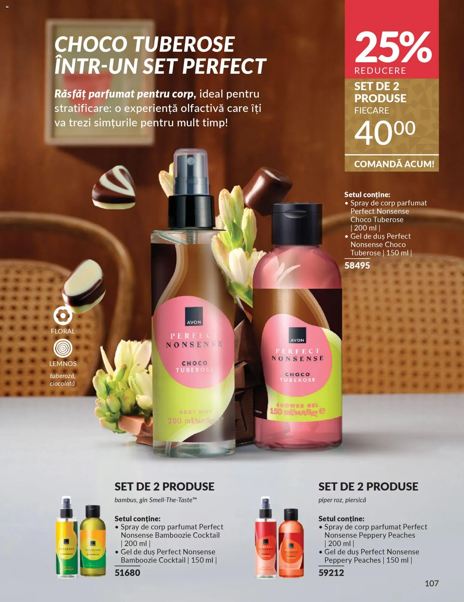 Noul catalog Avon – valabil de la 01.12.2025 | Pagină: 107 | Produse: Duș, Ciocolată, Gin, Piper