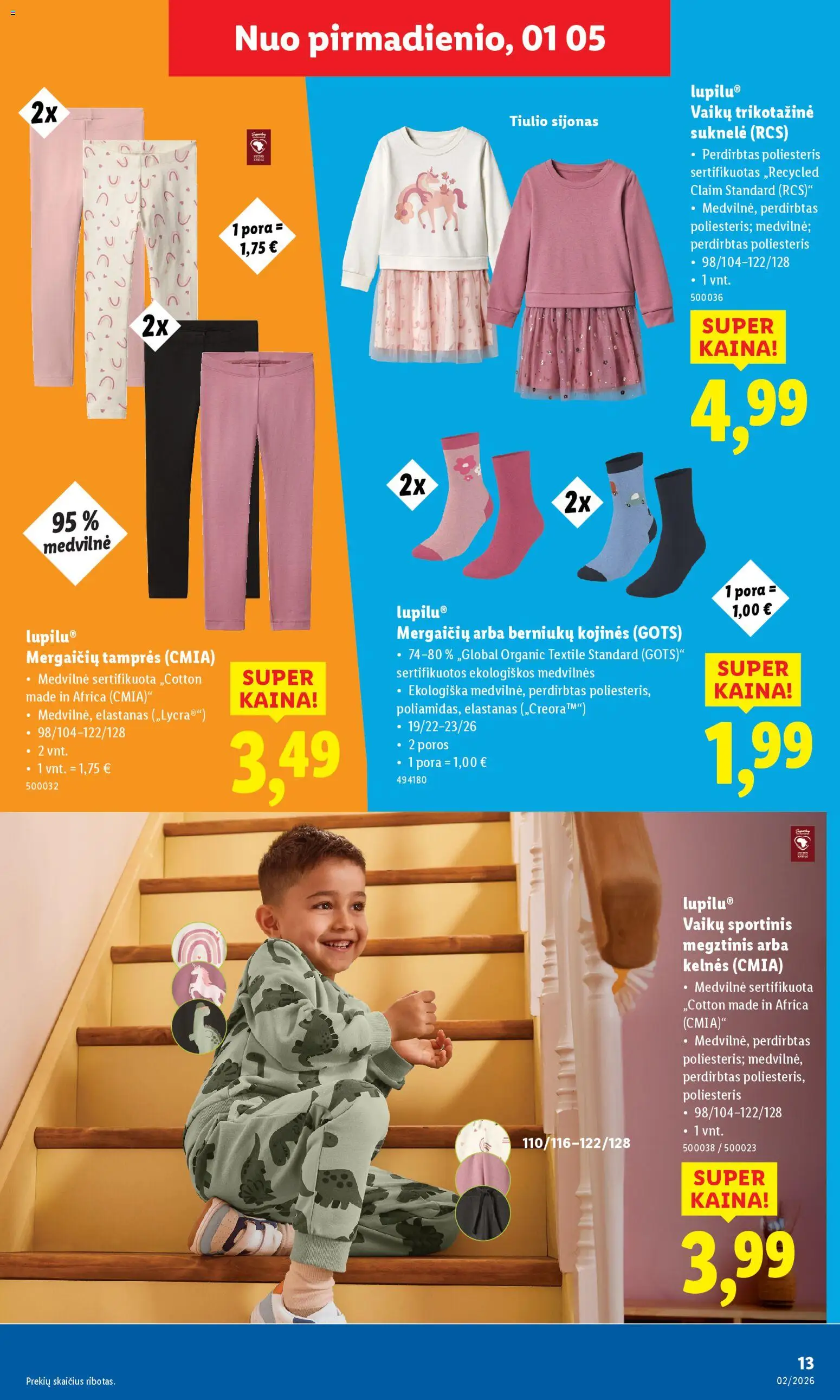 LIDL akcijos nuo 05.01.2026 | Puslapis: 13 | Prekių: Suknelė, Sijonas, Kojinės, Tamprės