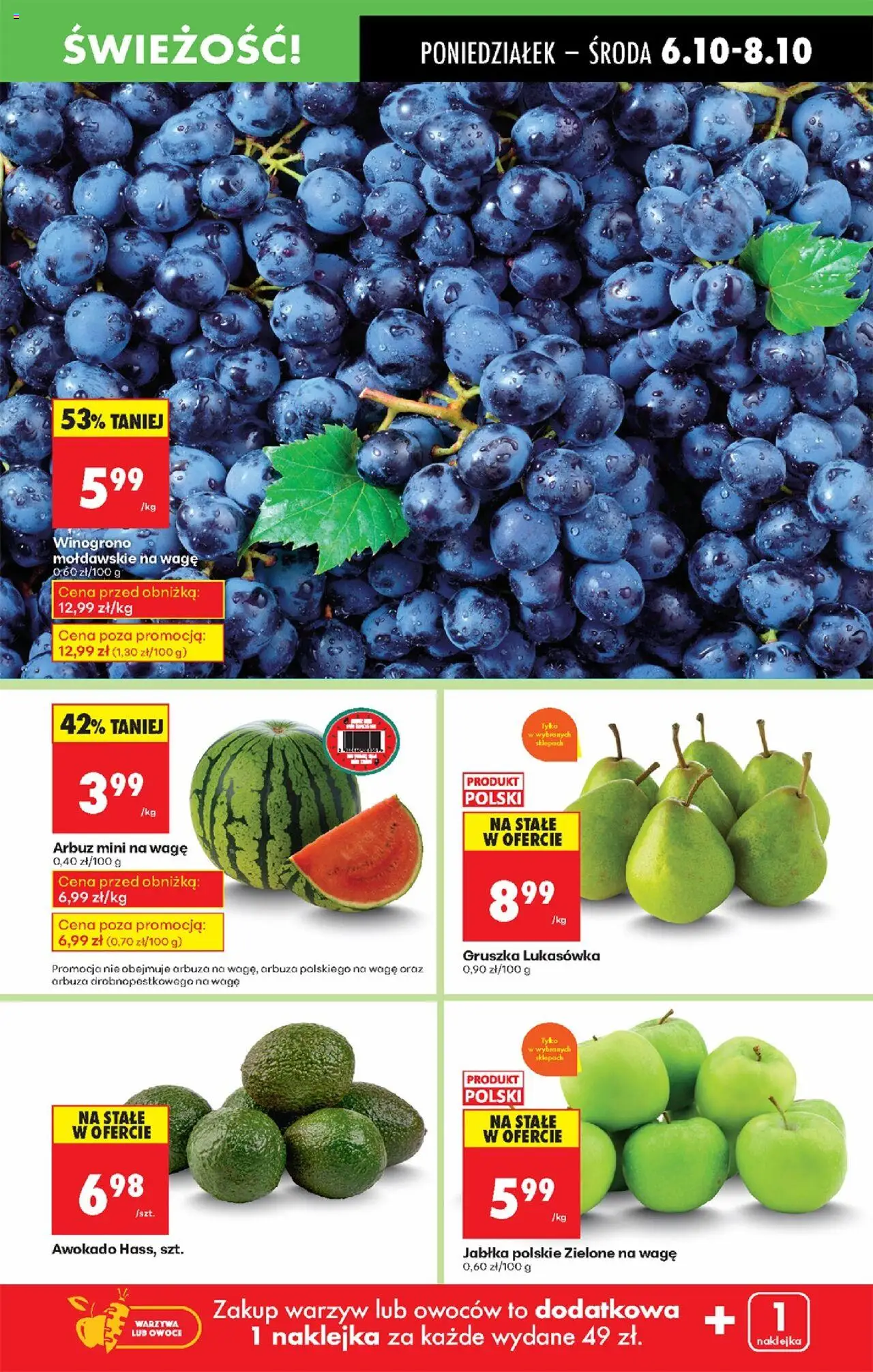 Biedronka gazetka od 06.10.2025 | Strona: 23 | Produkty: Arbuz, Winogrono, Warzywa, Owoce