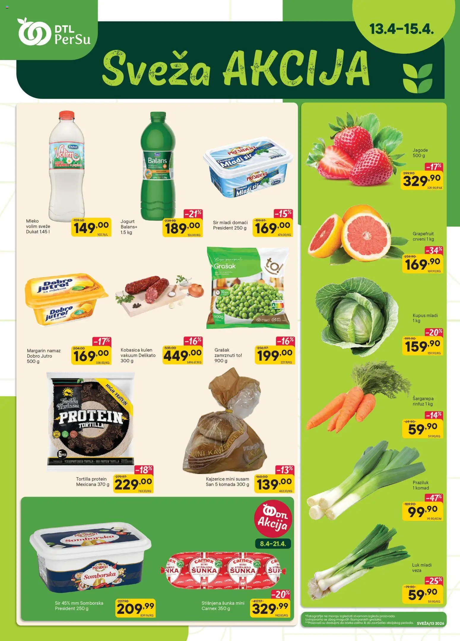 PerSu katalog - važi od 13.04.2026 | Strana: 1 | Proizvode: Šargarepa, Kupus, Praziluk, Šunka