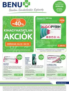 BENU Gyógyszertárak akciós újság - amely érvényes a következő dátumtól: 04.04.2026