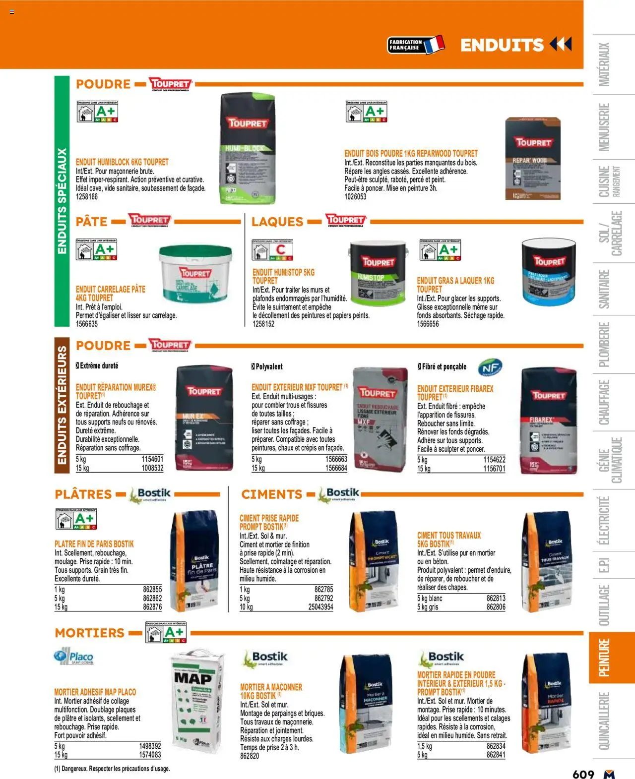  | Page: 609 | Produits: Poudre, Mortier, Plâtre, Prise