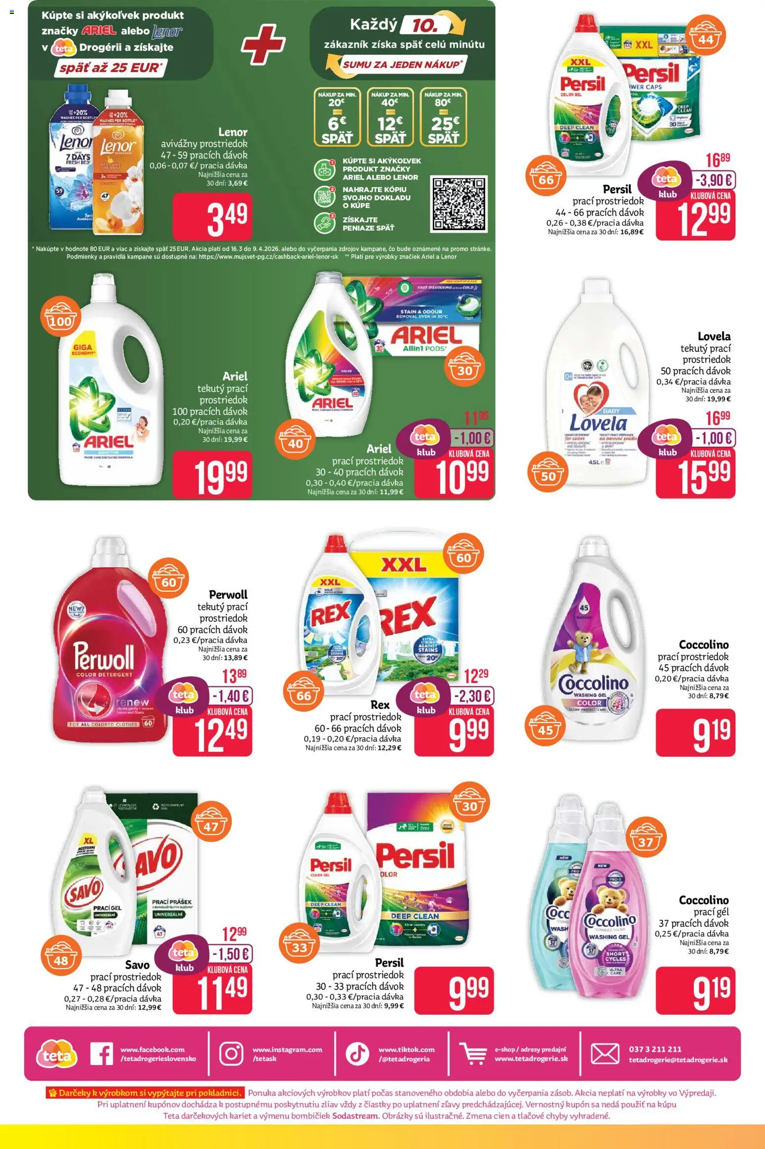 Nové Teta drogerie akcie – leták je platný od 30.03.2026 | Strana: 16 | Produkty: Lovela, Persil, Savo, Coccolino
