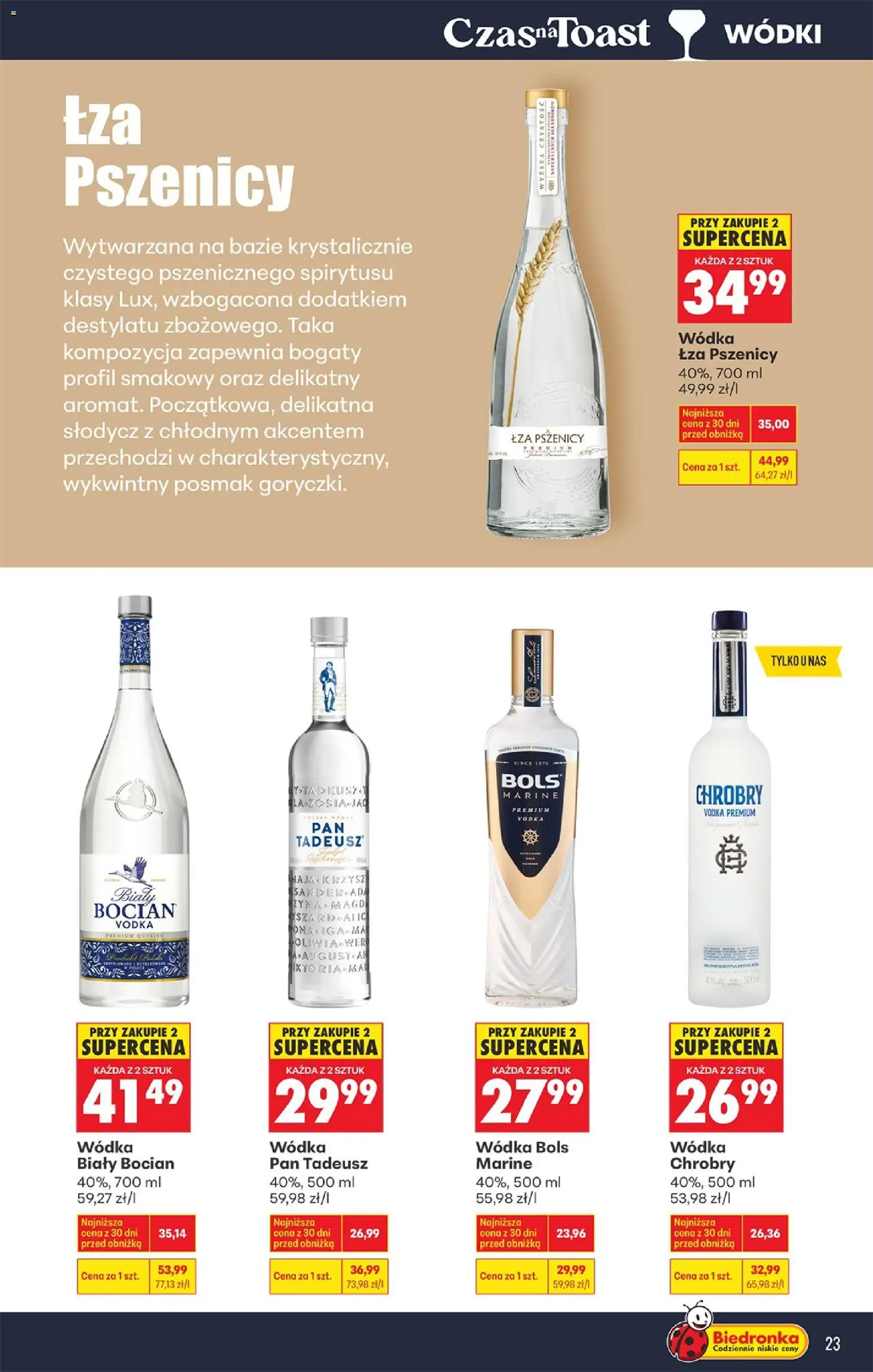 Biedronka gazetka - Czas na toast od 07.04.2026 | Strona: 23 | Produkty: Pan Tadeusz Wódka, Vodka, Wódka
