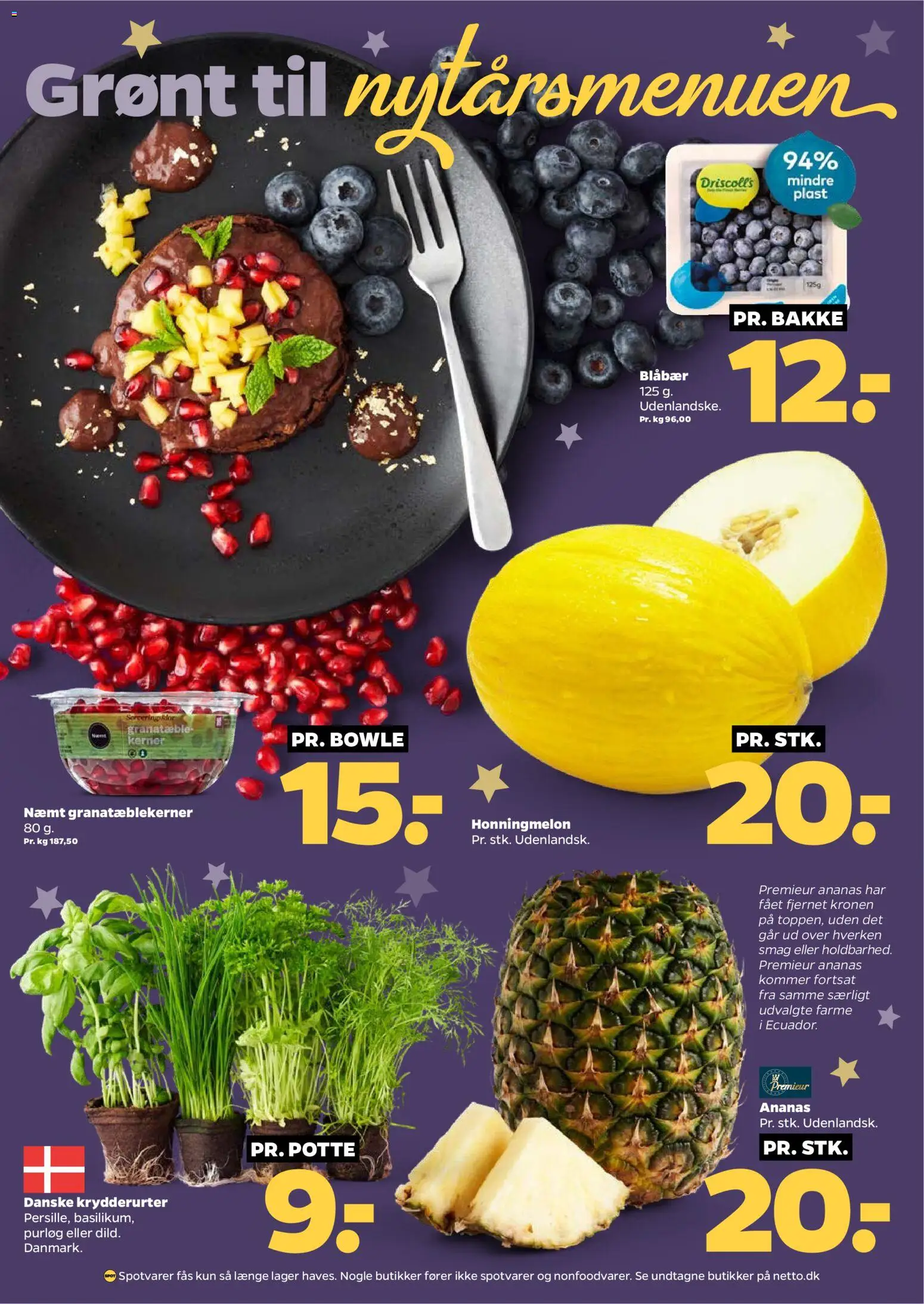 Netto tilbudsavis – gyldig fra 27.12.2025 | Side: 9 | Produkter: Blåbær, Purløg, Ananas, Honningmelon