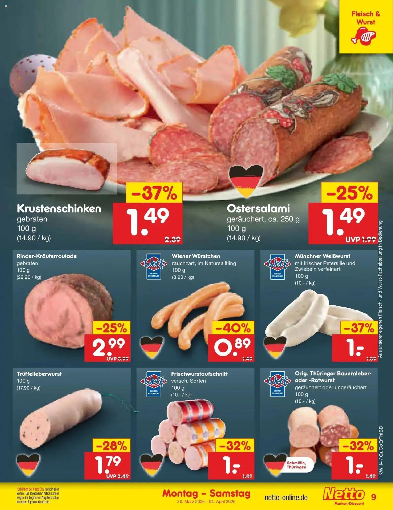 Netto Marken-Discount Prospekt Jena-Lobeda	 – gültig ab 30.03.2026 | Seite: 9 | Produkte: Wiener wurstchen, Wurst, Petersilie, Fleisch