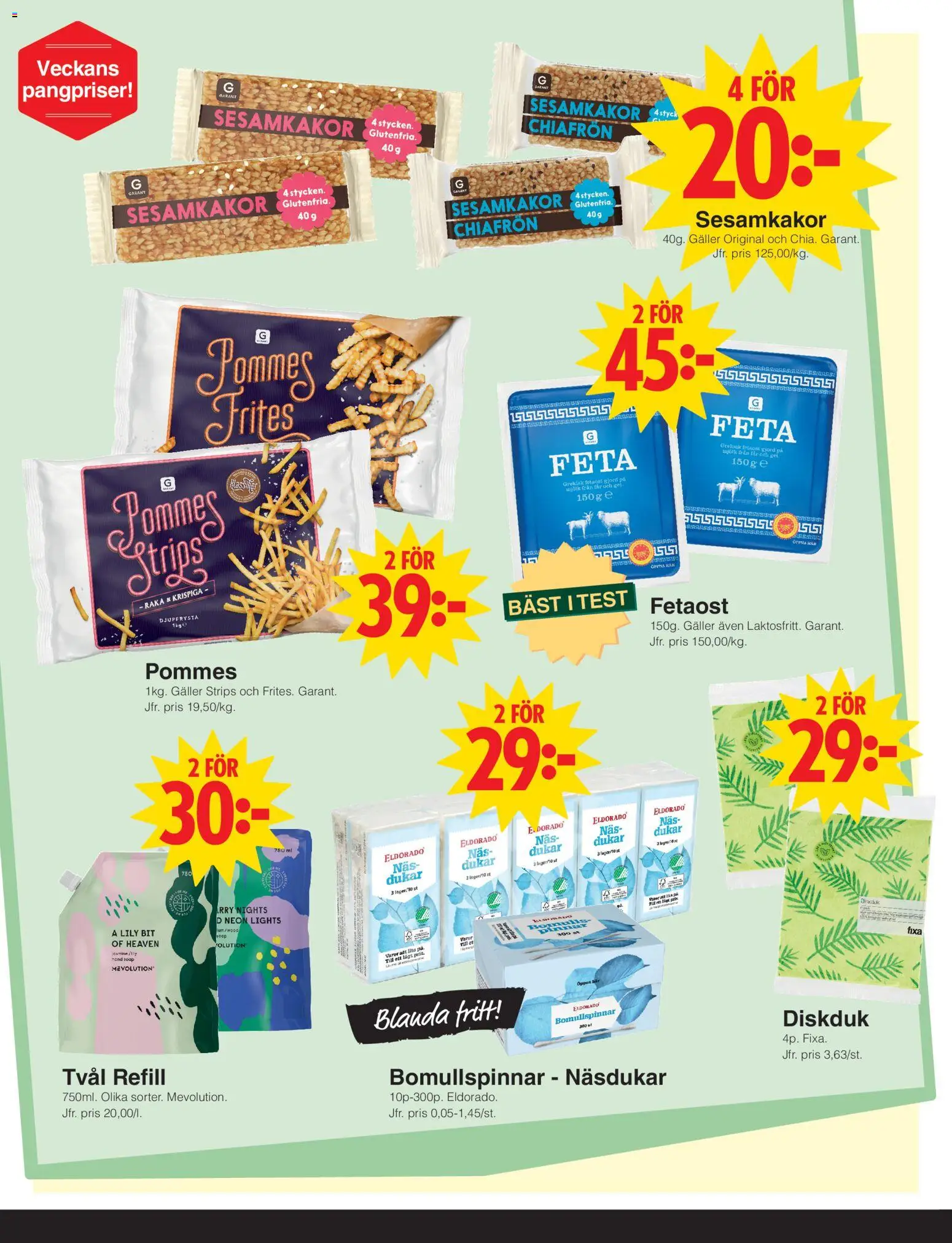 Matöppet reklamblad aktuell från 03.01.2026 | Sida: 2 | Produkter: Tvål, Galler, Fetaost, Näsdukar