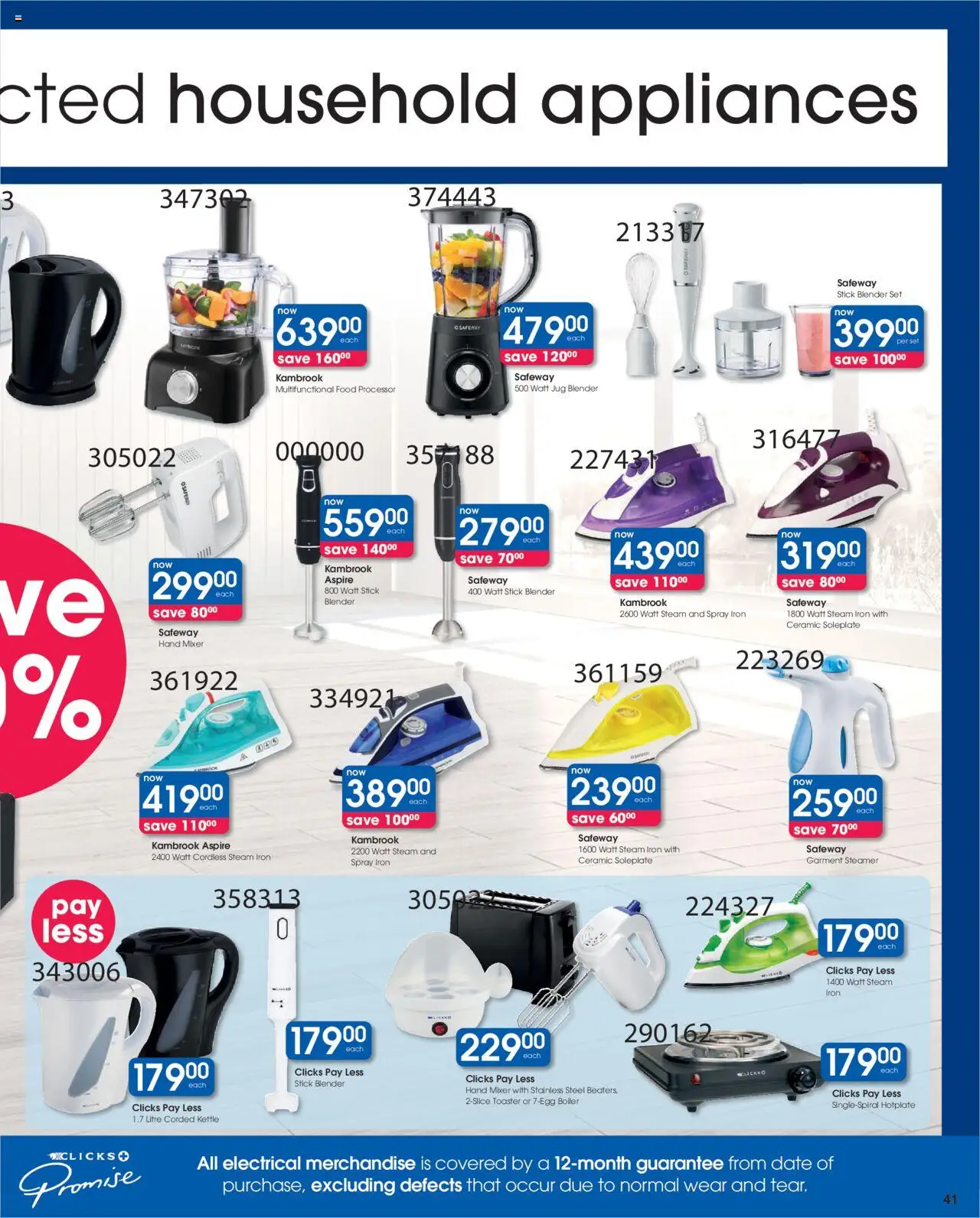 New Clicks catalogue – valid from 09.09.2025 | Page: 41 | Products: Kettle, Iron, Blender, Food processor