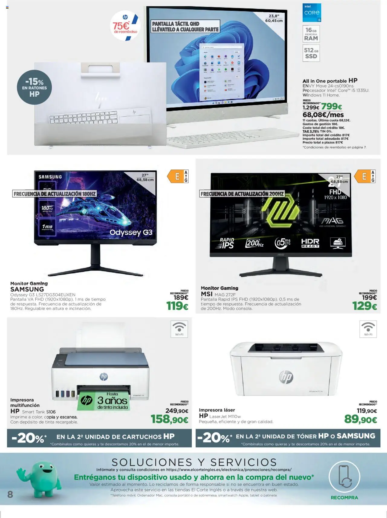 El Corte Inglés ofertas │ válido desde el 06.10.2025 | Página: 8 | Productos: Consola, Tablet, Monitor, Ordenador