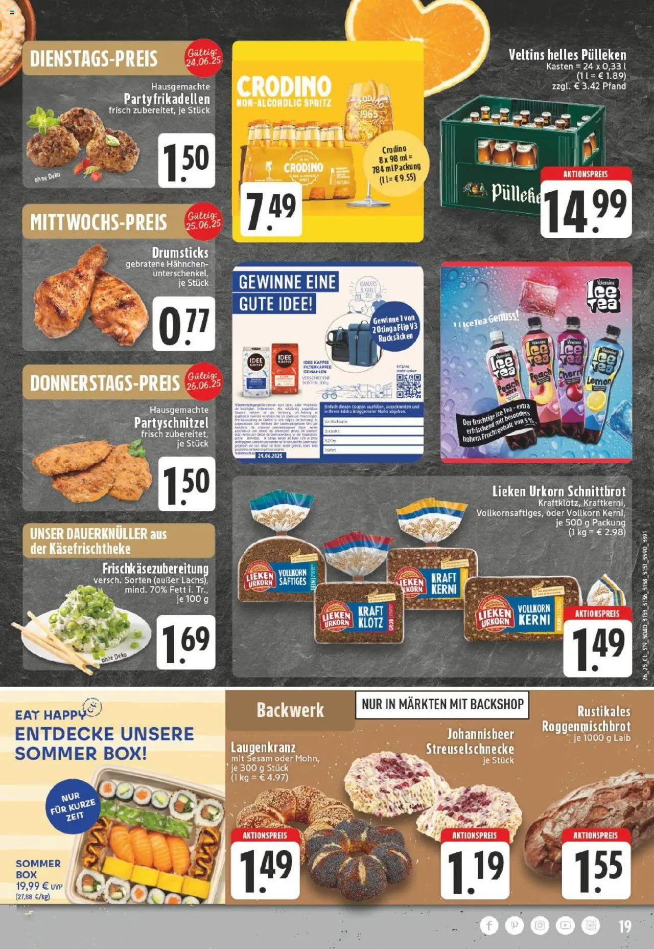 Edeka prospekt Kevelaer	 - gültig ab dem 22.06.2025 | Seite: 19 | Produkte: Helles pulleken, Idee kaffee, Schnitzel, Valensina