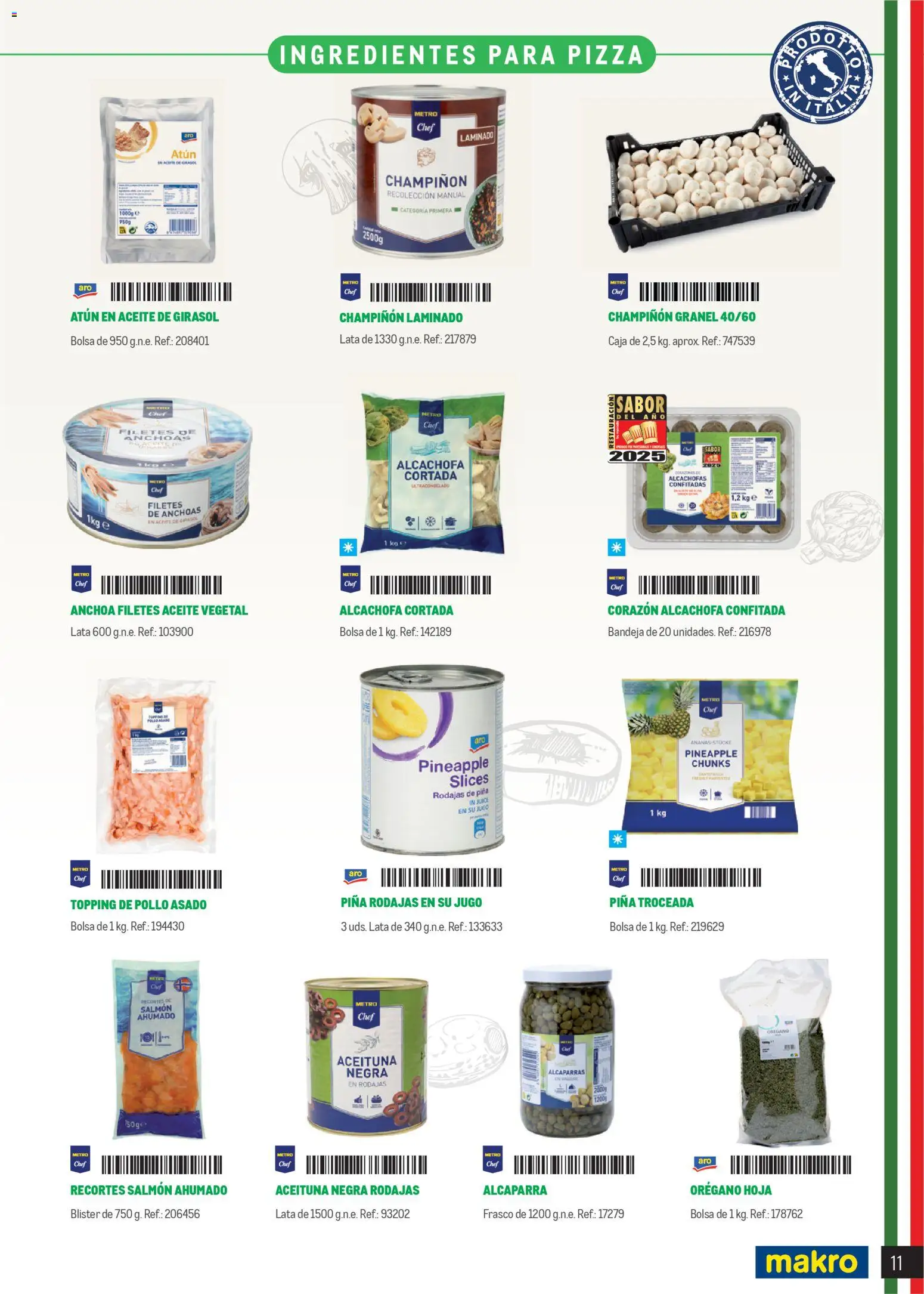 Makro Restaurantes italianos Península │ válido desde el 27.03.2026 | Página: 11 | Productos: Κρεμάστρα, Piña, Aceite de girasol, Bandeja