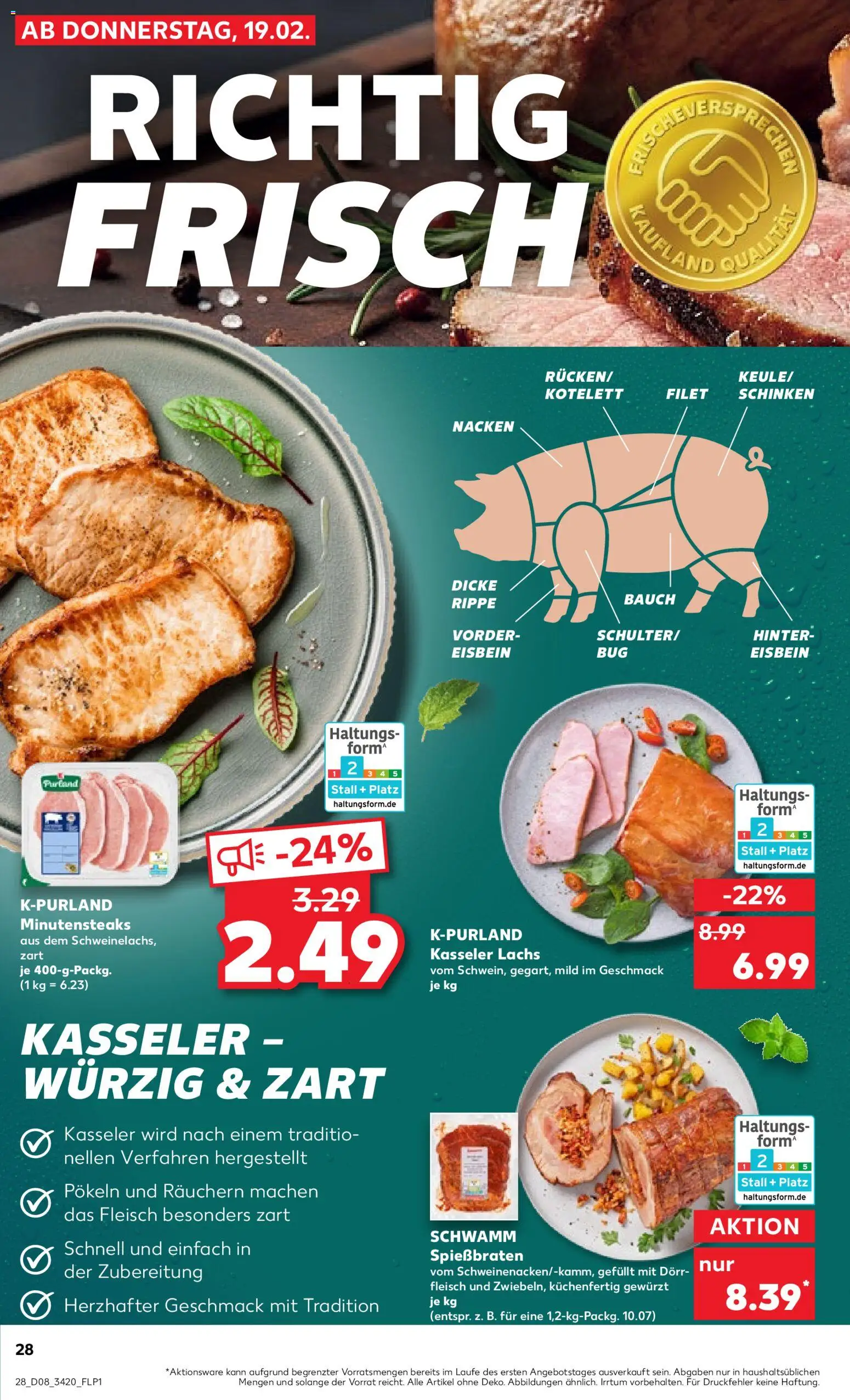 Kaufland prospekt Berlin	 – gültig ab 22.02.2026 | Seite: 28 | Produkte: Lachs, Schinken, Steak, Fleisch