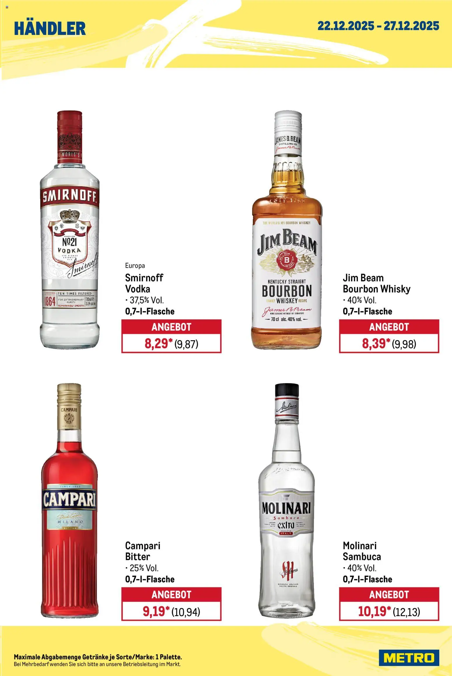 Metro - Wochen-Angebote Händler – gültig ab 22.12.2025 | Seite: 5 | Produkte: Jim beam, Campari, Vodka, Bourbon