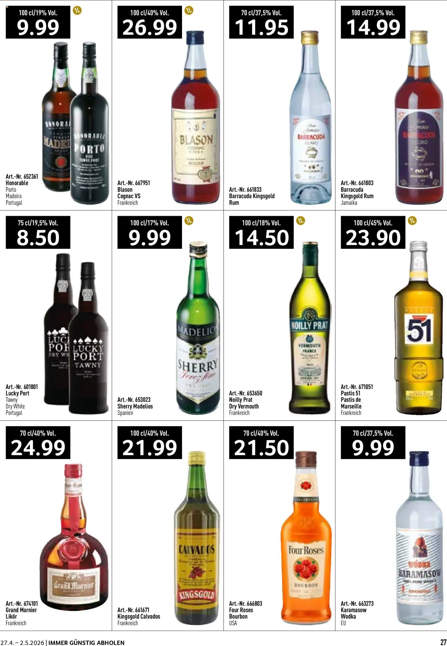 Prodega aktionen – gültig ab 27.04.2026 | Seite: 27 | Produkte: Likör, Bourbon, Wodka