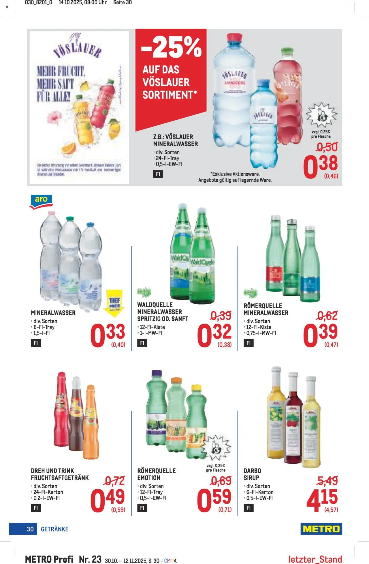 Metro angebote Profi gültig ab 30.10.2025 | Seite: 30 | Produkte: Uhr, Saft