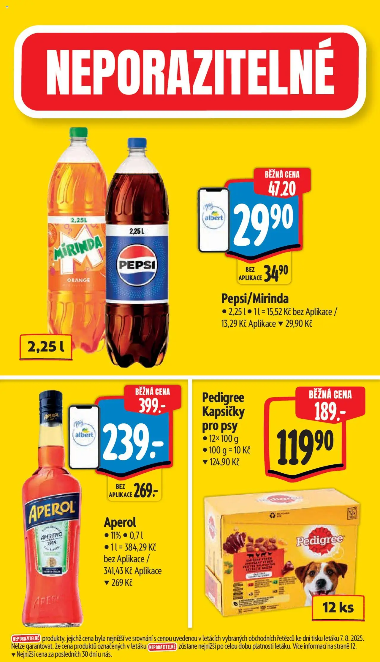 Albert leták - Supermarket od 13.08.2025 | Strana: 5 | Produkty: Pepsi, Pedigree, Mirinda, Aperitivo