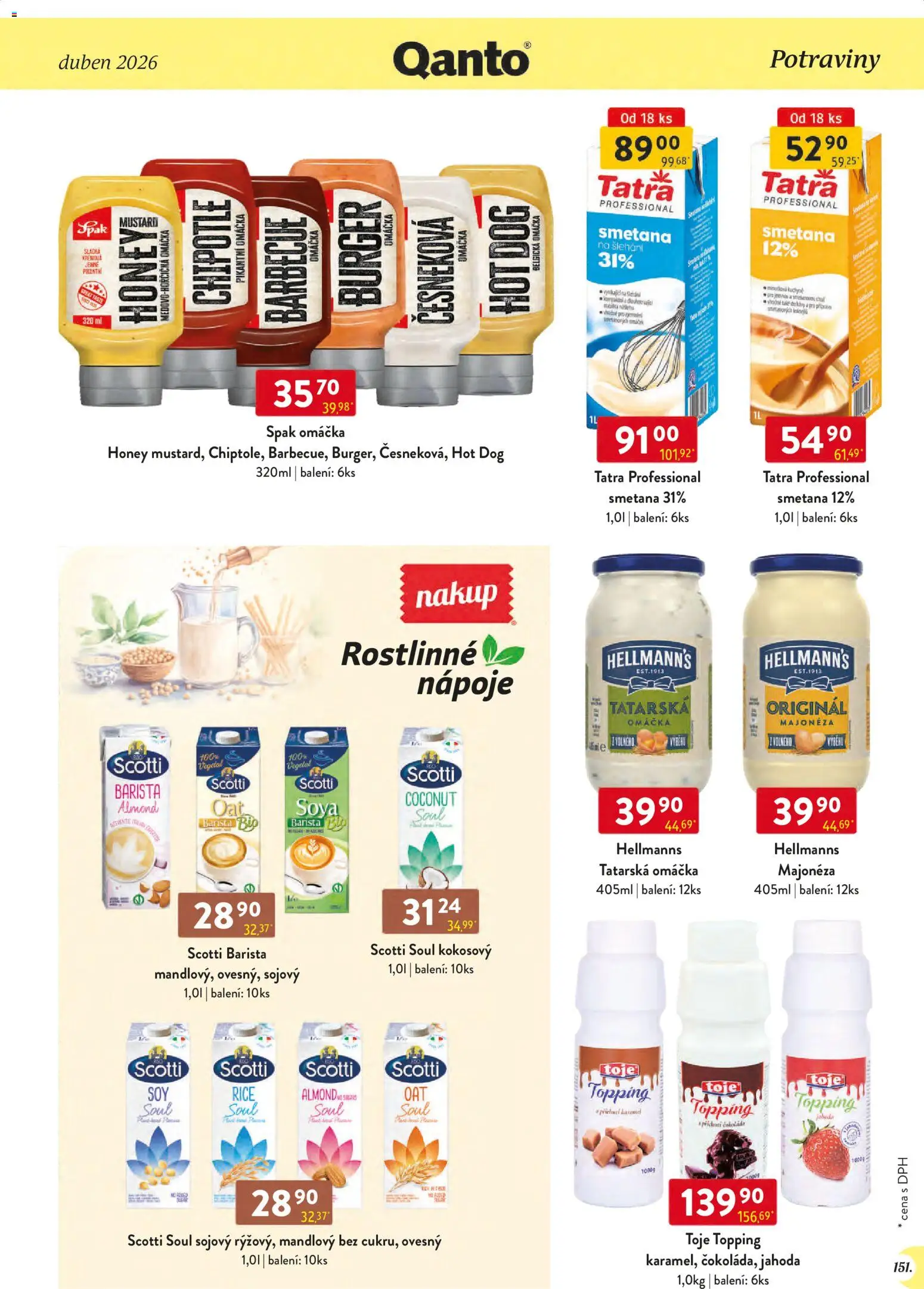 Astur & Qanto leták - Velkoobchod 04/2026 od 01.04.2026 | Strana: 151 | Produkty: Čokoláda, Hot dog, Hellmann's, Potraviny