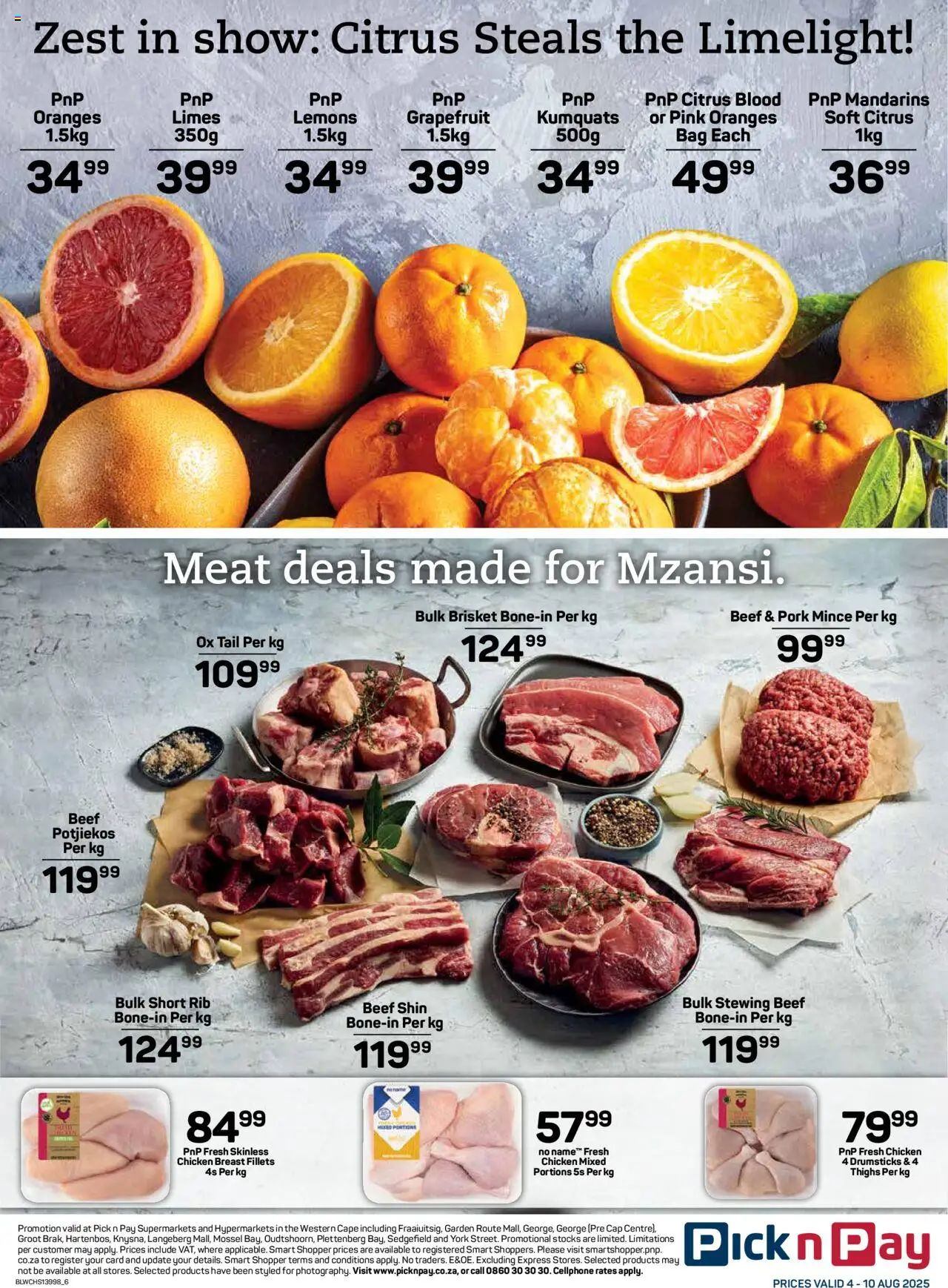 Pick n Pay Western Cape - Weekly Specials │ valid from 04.08.2025 | Page: 6 | Products: Bag, Pork, Oranges, Grapefruit